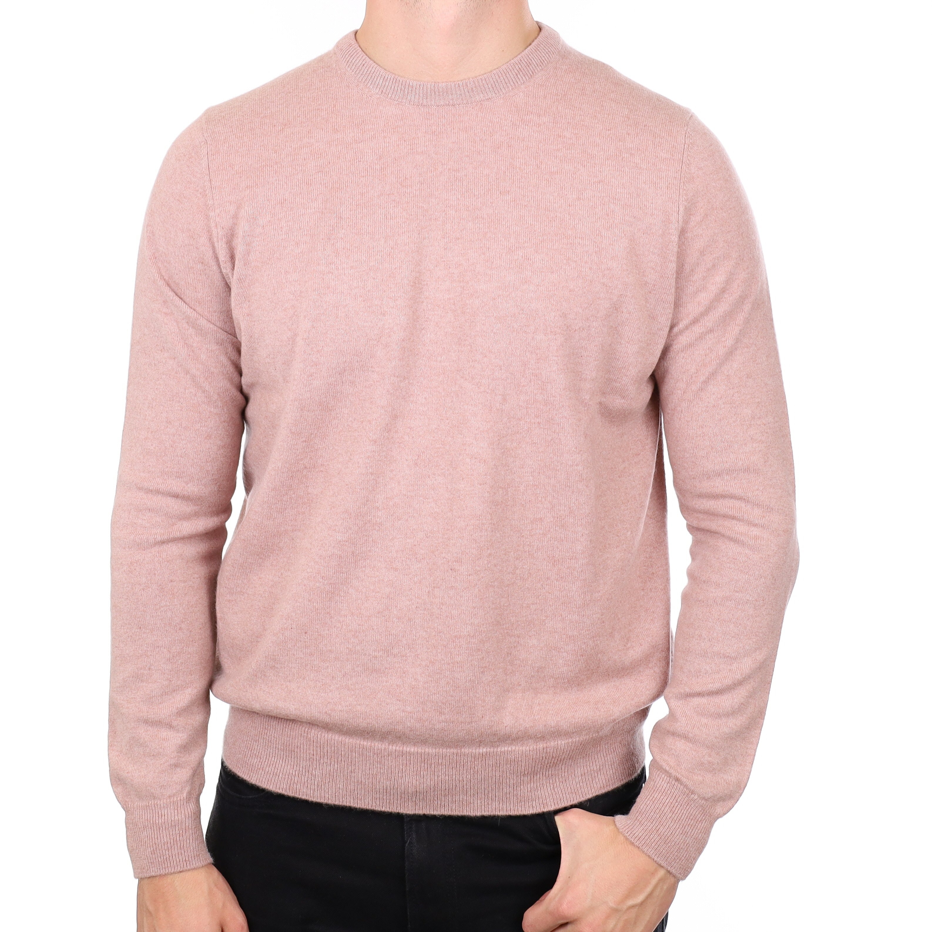 Men's Faded Heather Pink Cashmere Crew Neck Jumper XL