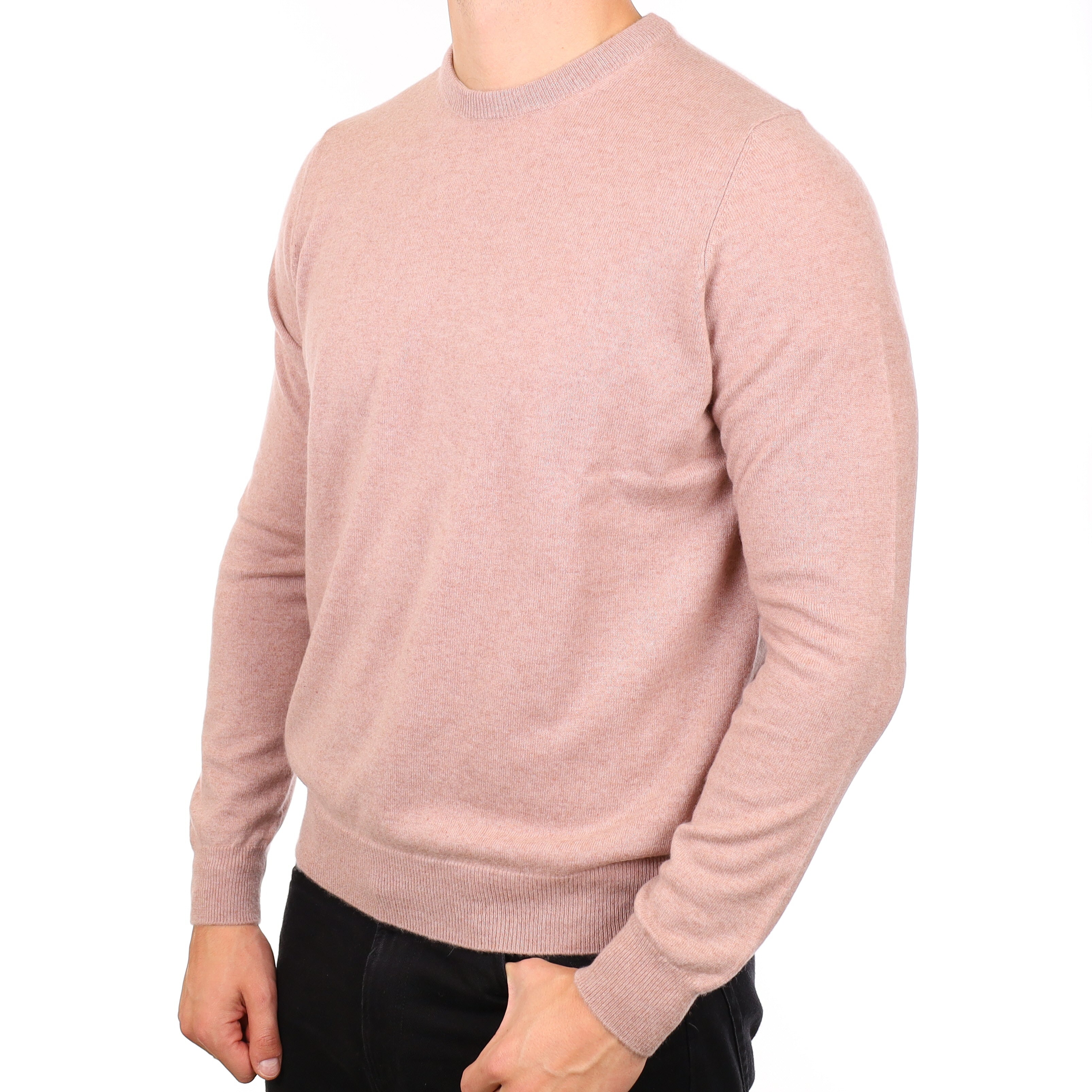 Men's Faded Heather Pink Cashmere Crew Neck Jumper XL
