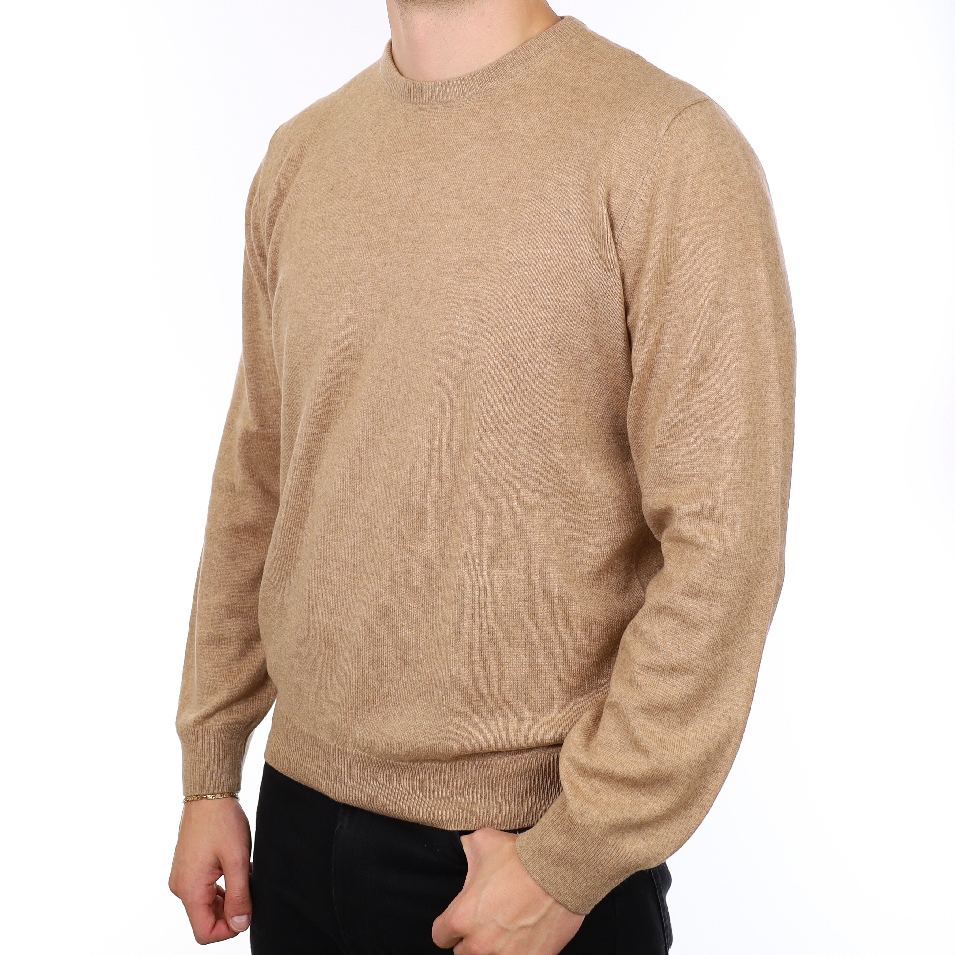 Men's Caramel Cashmere Crew Neck Jumper XL