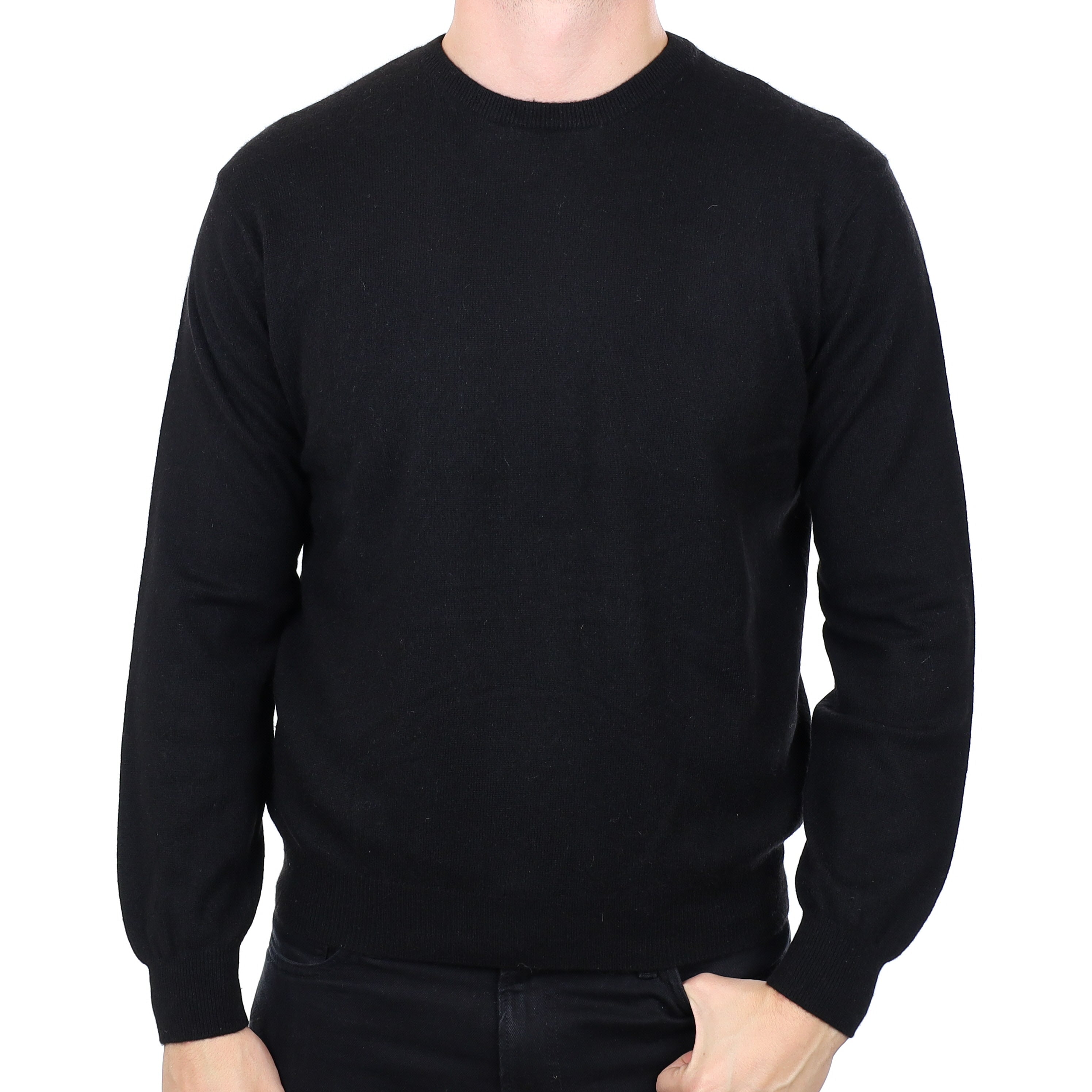 Men's Black Cashmere Crew Neck Jumper XL