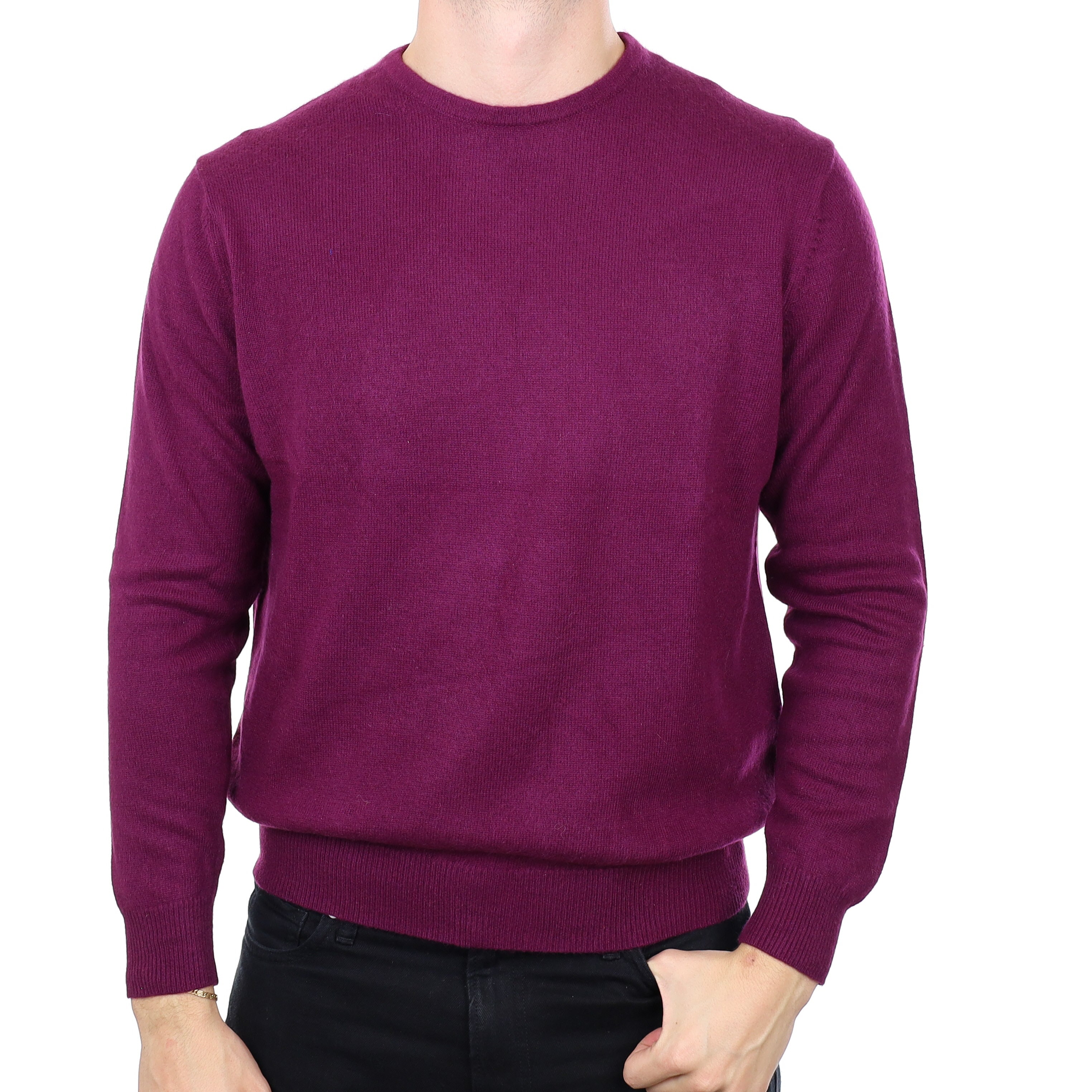 Men's Deep Viola Purple Cashmere Crew Neck Jumper XL