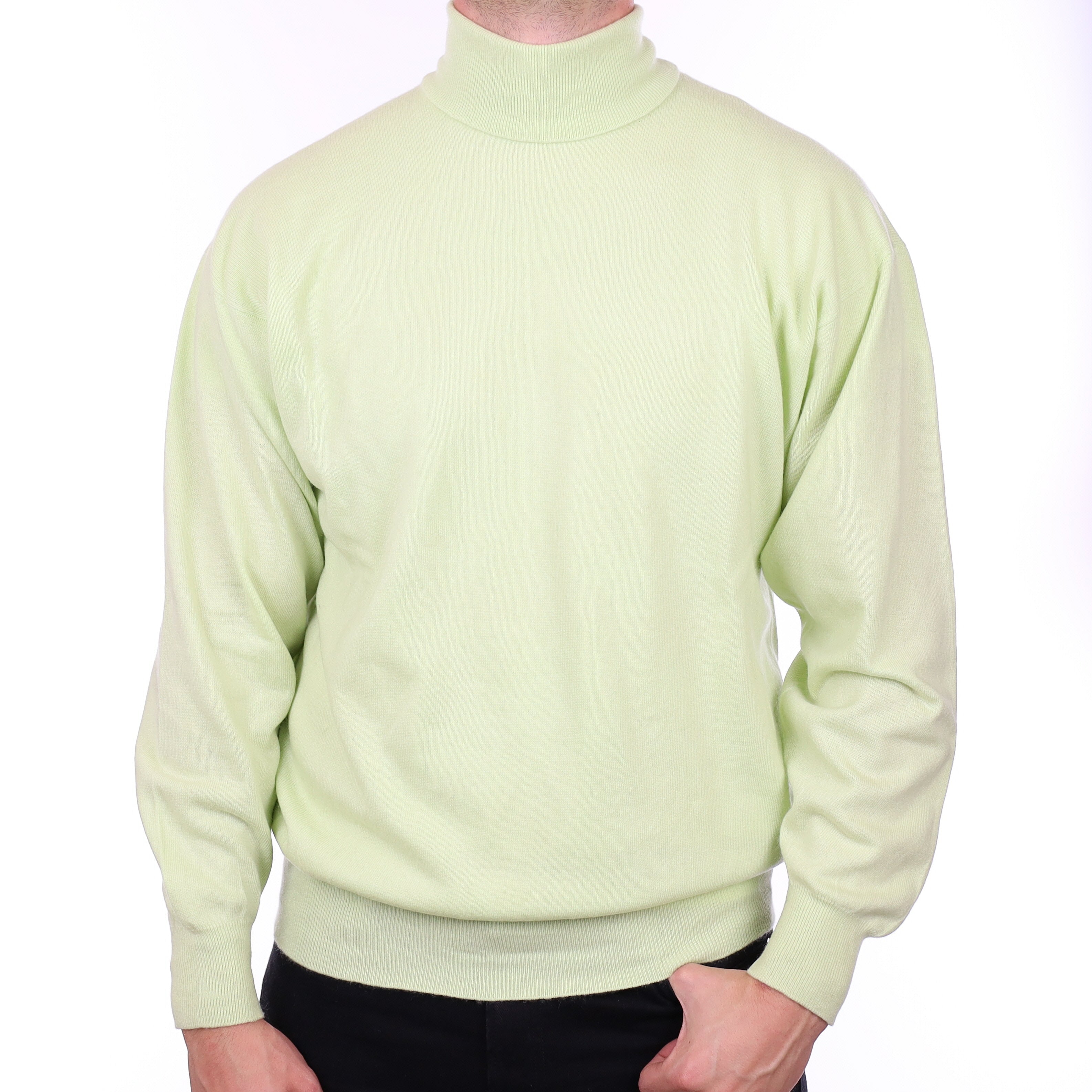 Men's Light Mint Green Cashmere Polo Neck Jumper XL