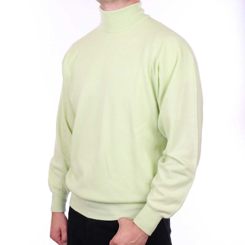 Men's Light Mint Green Cashmere Polo Neck Jumper XL