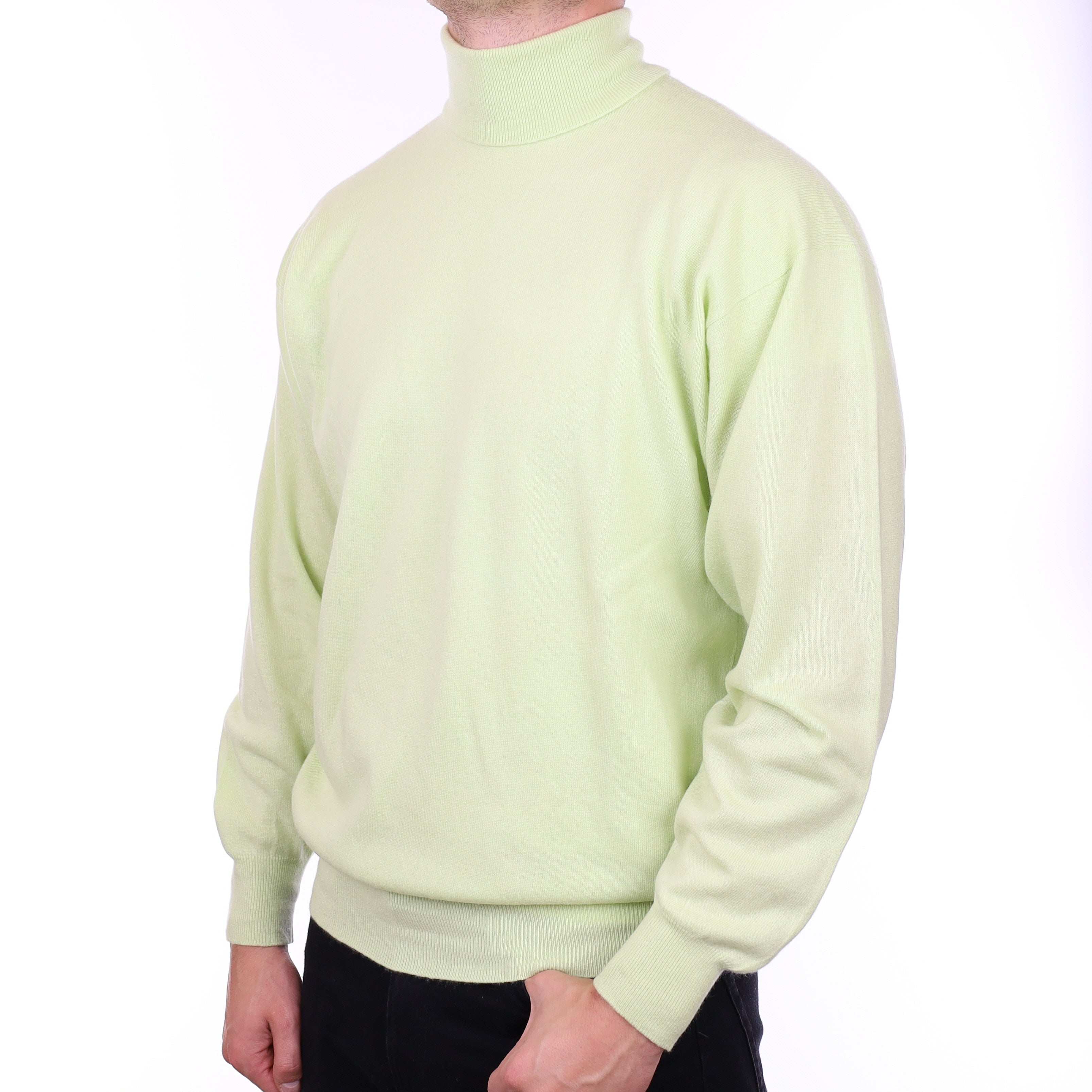 Men's Light Mint Green Cashmere Polo Neck Jumper XL