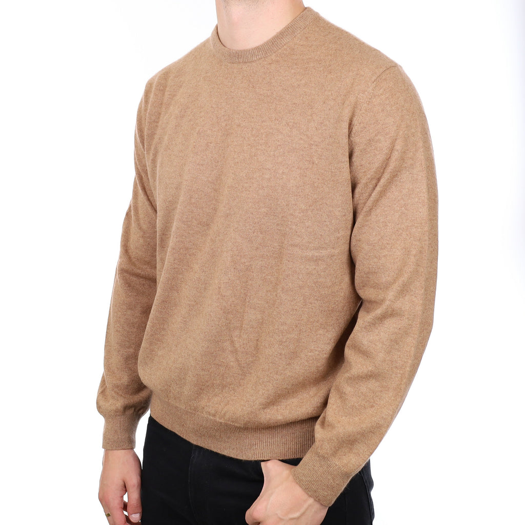 Men's Caramel Cashmere Crew Neck Jumper XXL