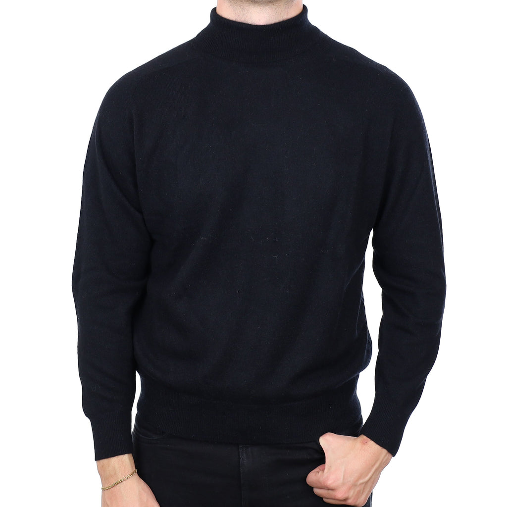 Men's Black Cashmere Polo Neck Jumper XXL