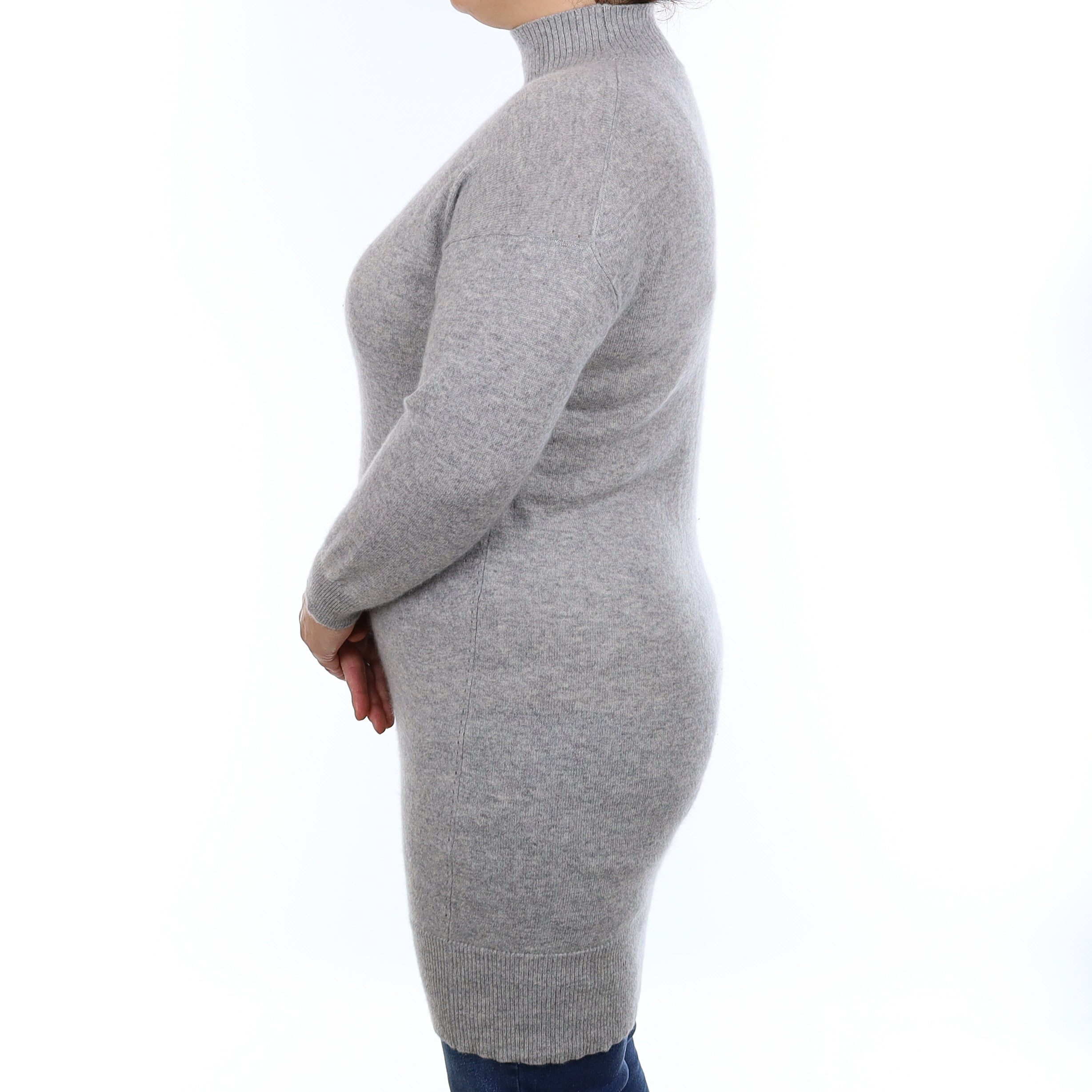 Smoke Grey Cashmere Turtle Neck Tunic Dress Large