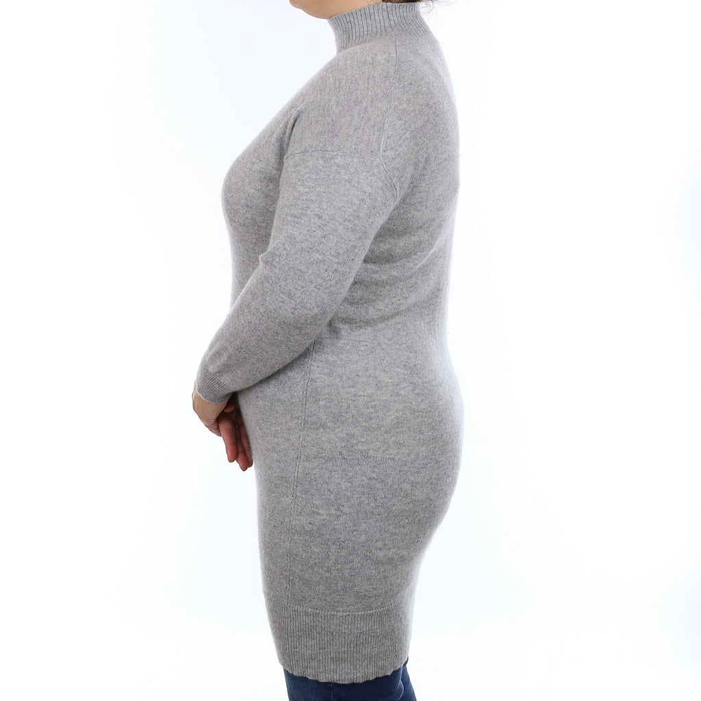 Smoke Grey Cashmere Turtle Neck Tunic Dress Large