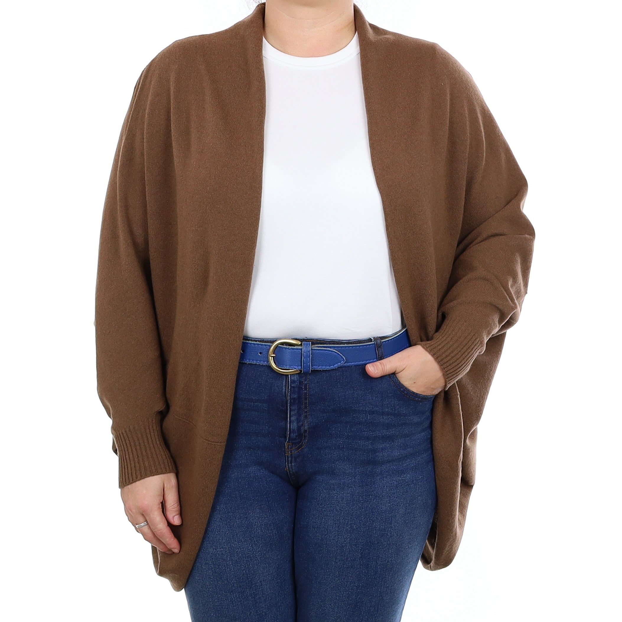 Brand New Scottish Hawico Pecan Brown Cashmere  Slouchy Cardigan Large