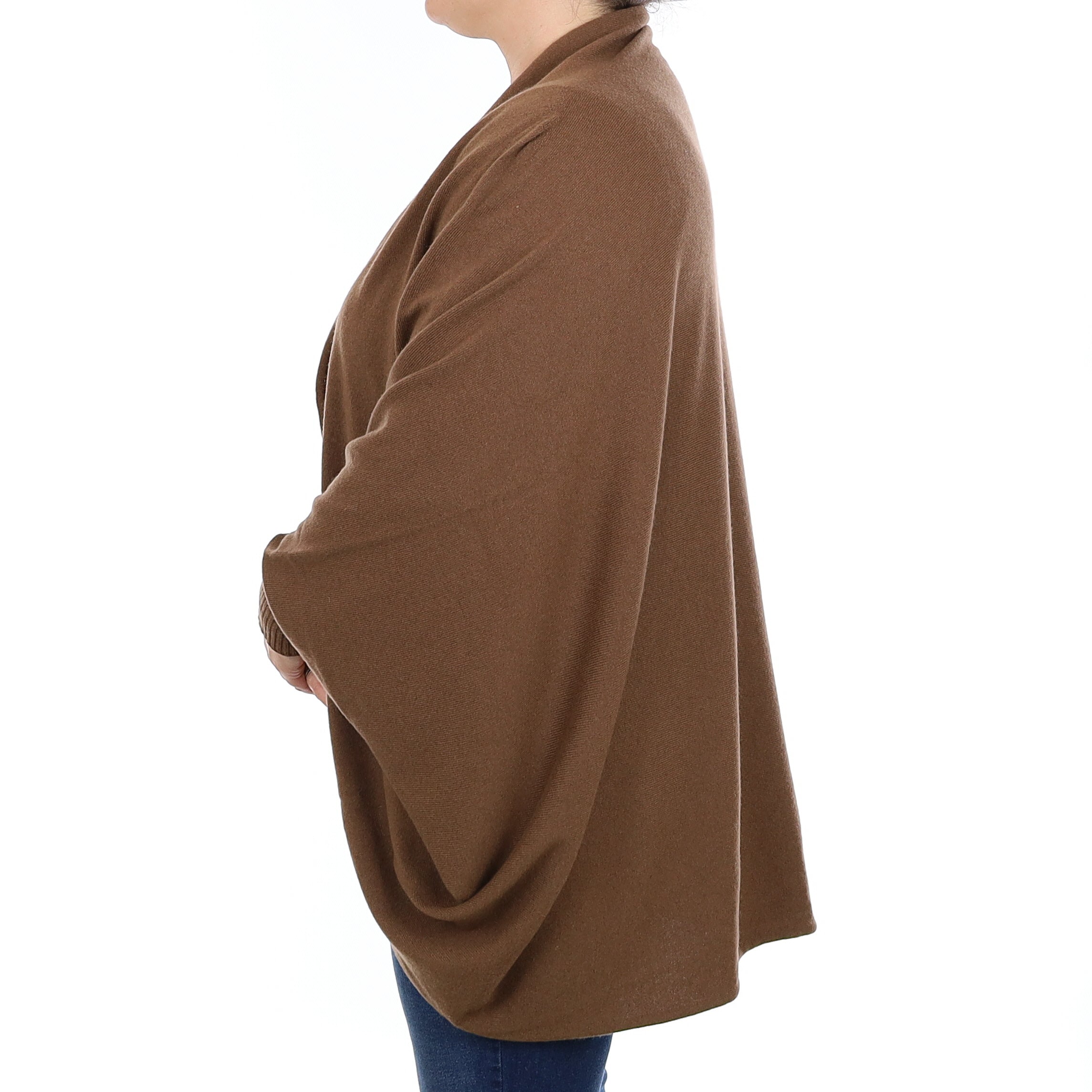 Brand New Scottish Hawico Pecan Brown Cashmere  Slouchy Cardigan Large