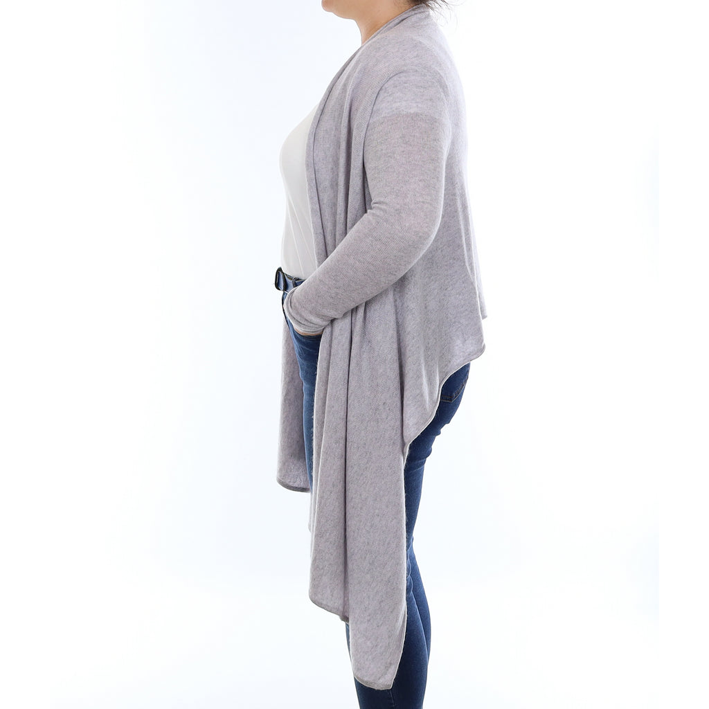 Mist Grey Cashmere Waterfall Cardigan Large