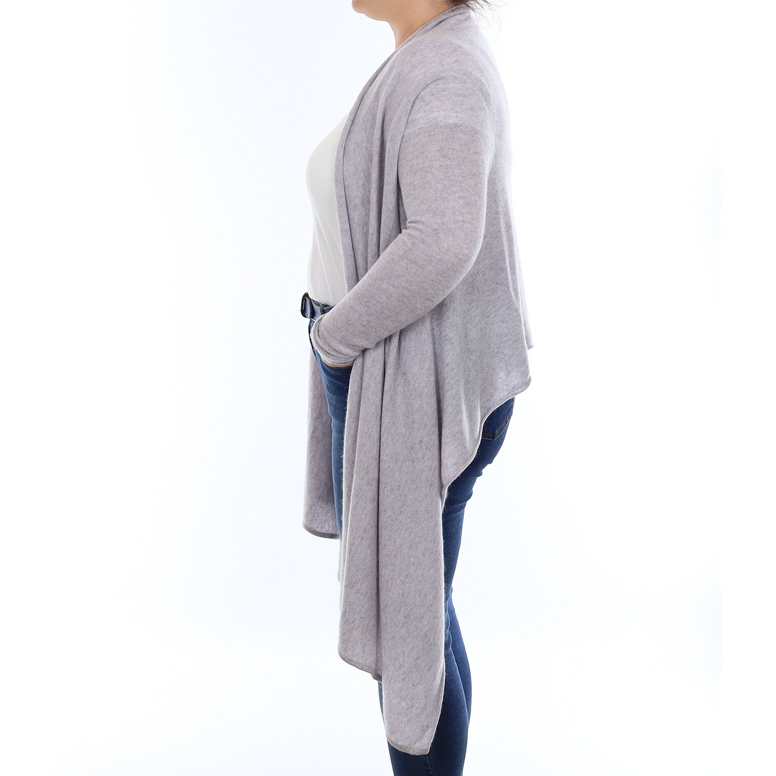 Mist Grey Cashmere Waterfall Cardigan Large