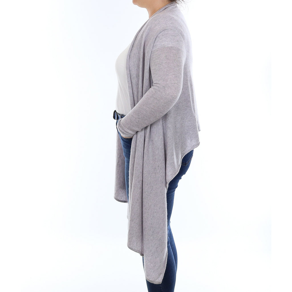 Mist Grey Cashmere Waterfall Cardigan Large
