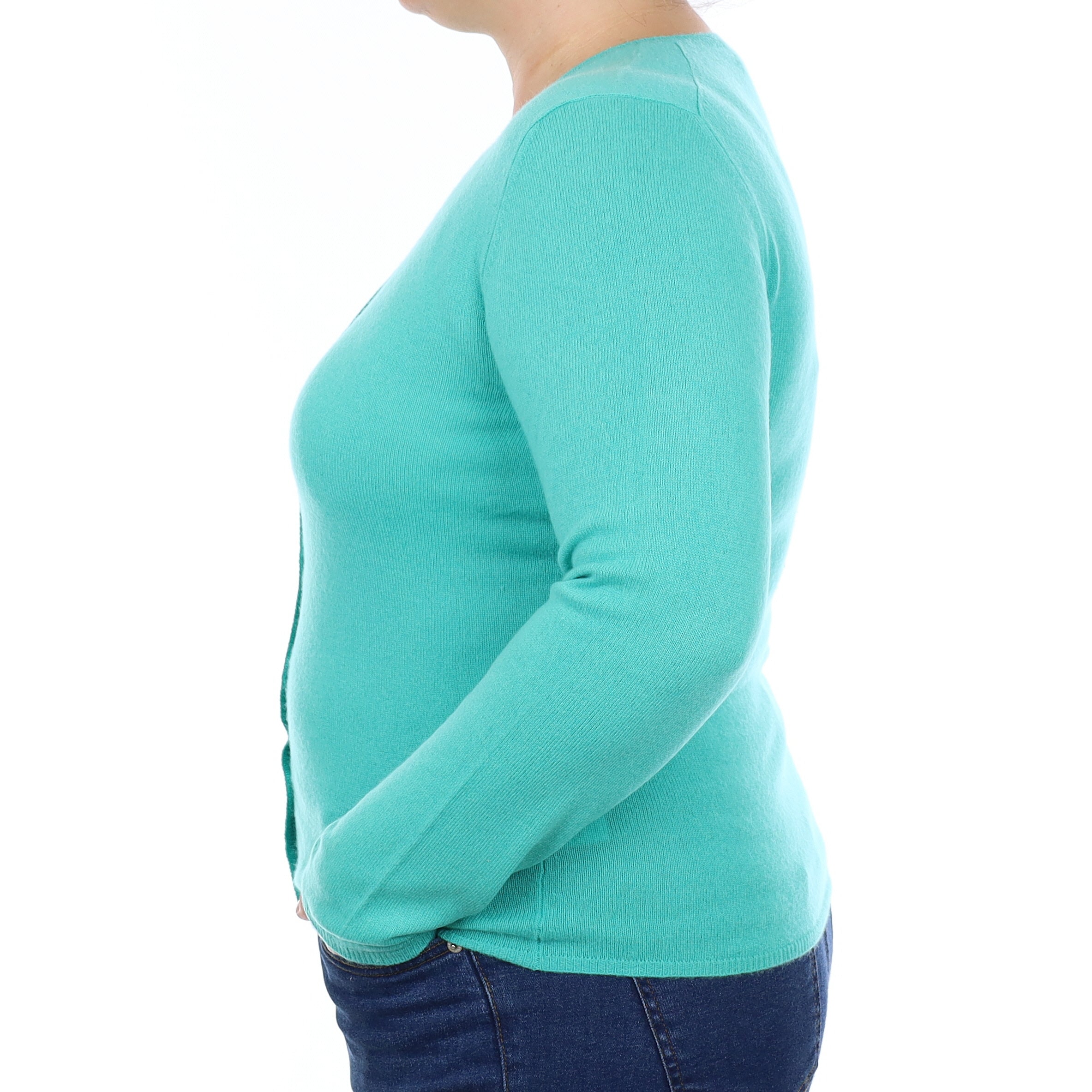 Repeat Tropic Green Cashmere Crew Neck Cardigan Large