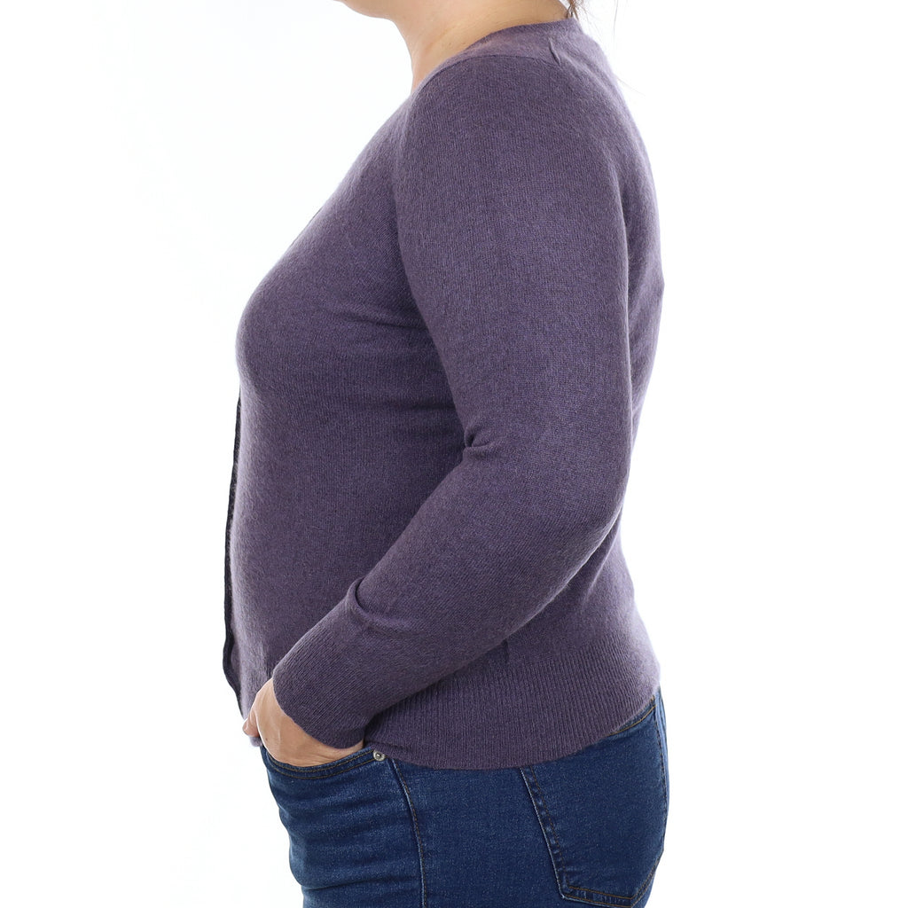 Slate Purple Cashmere Crew Neck Cardigan Large