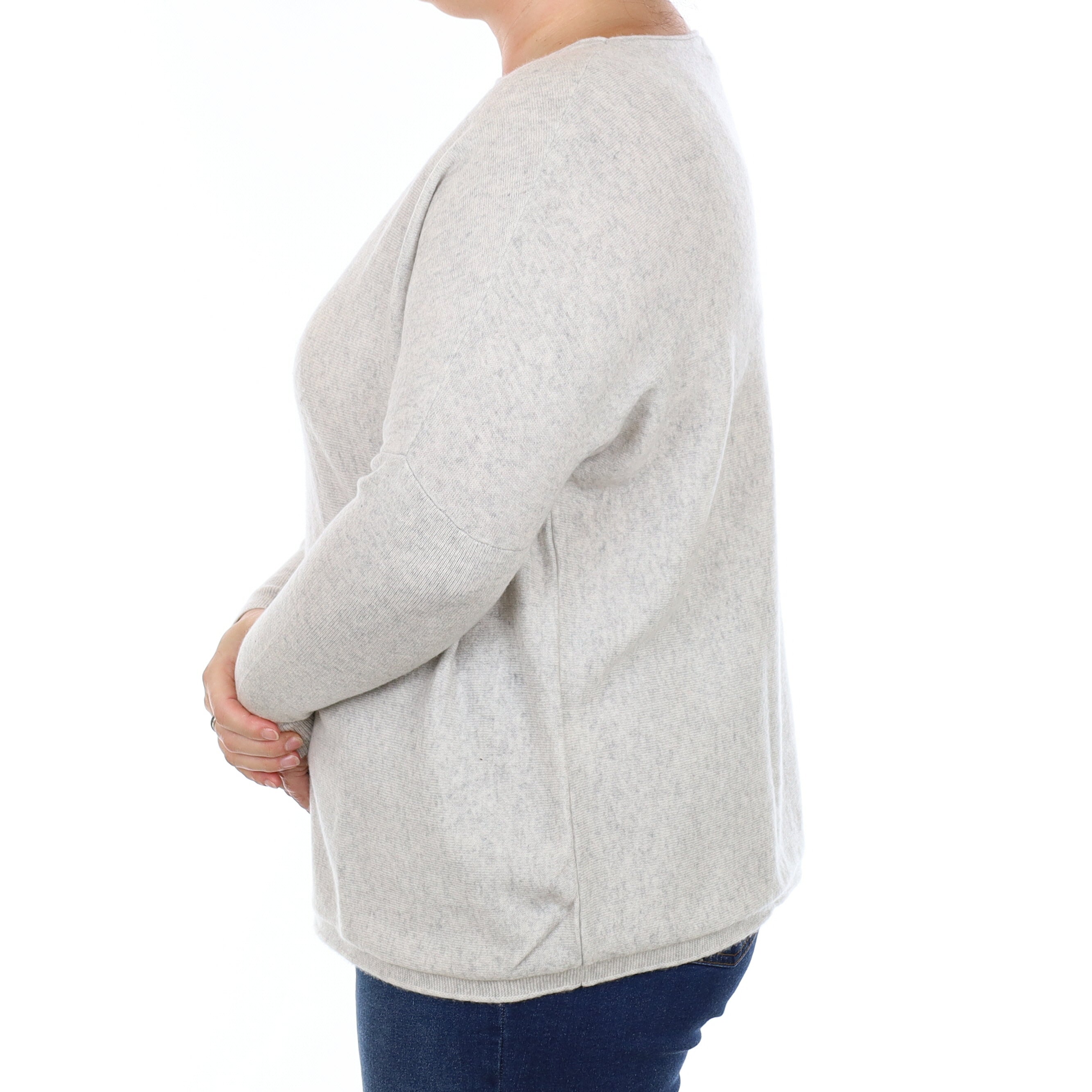 Mist Grey Cashmere Boat Neck Jumper Large