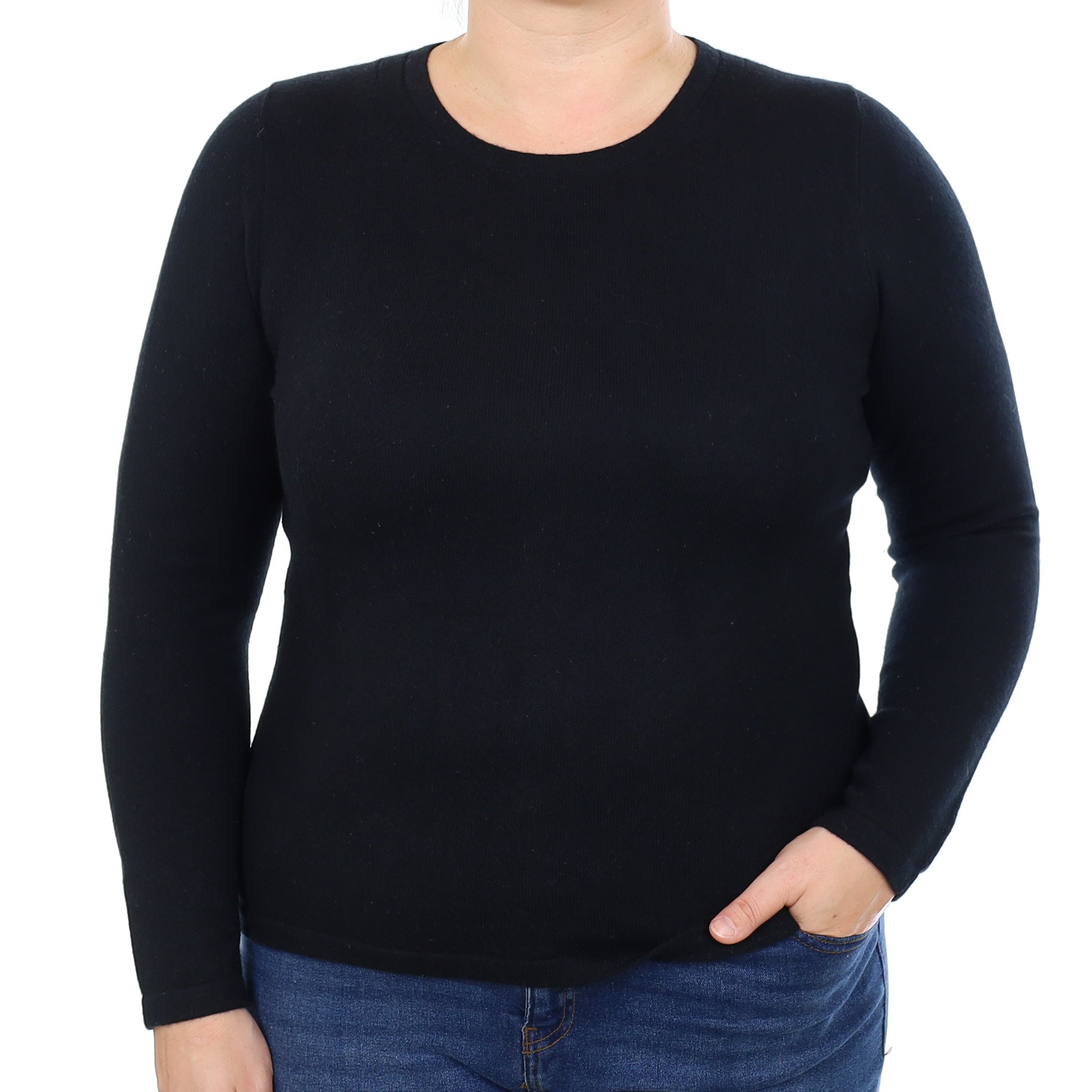 Black Cashmere Crew Neck Jumper Large