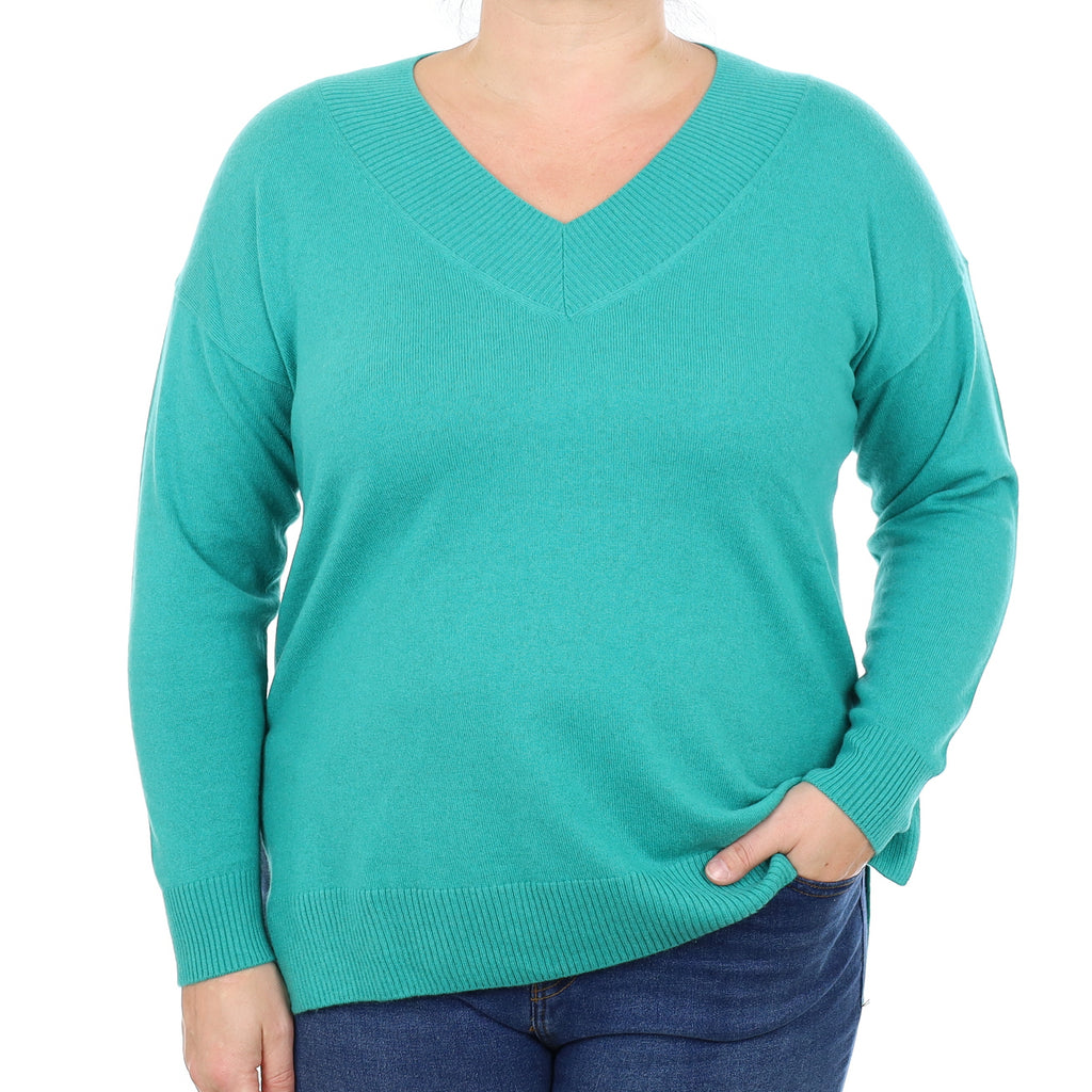 Italian Falconeri Tropic Green Cashmere V Neck Jumper Large