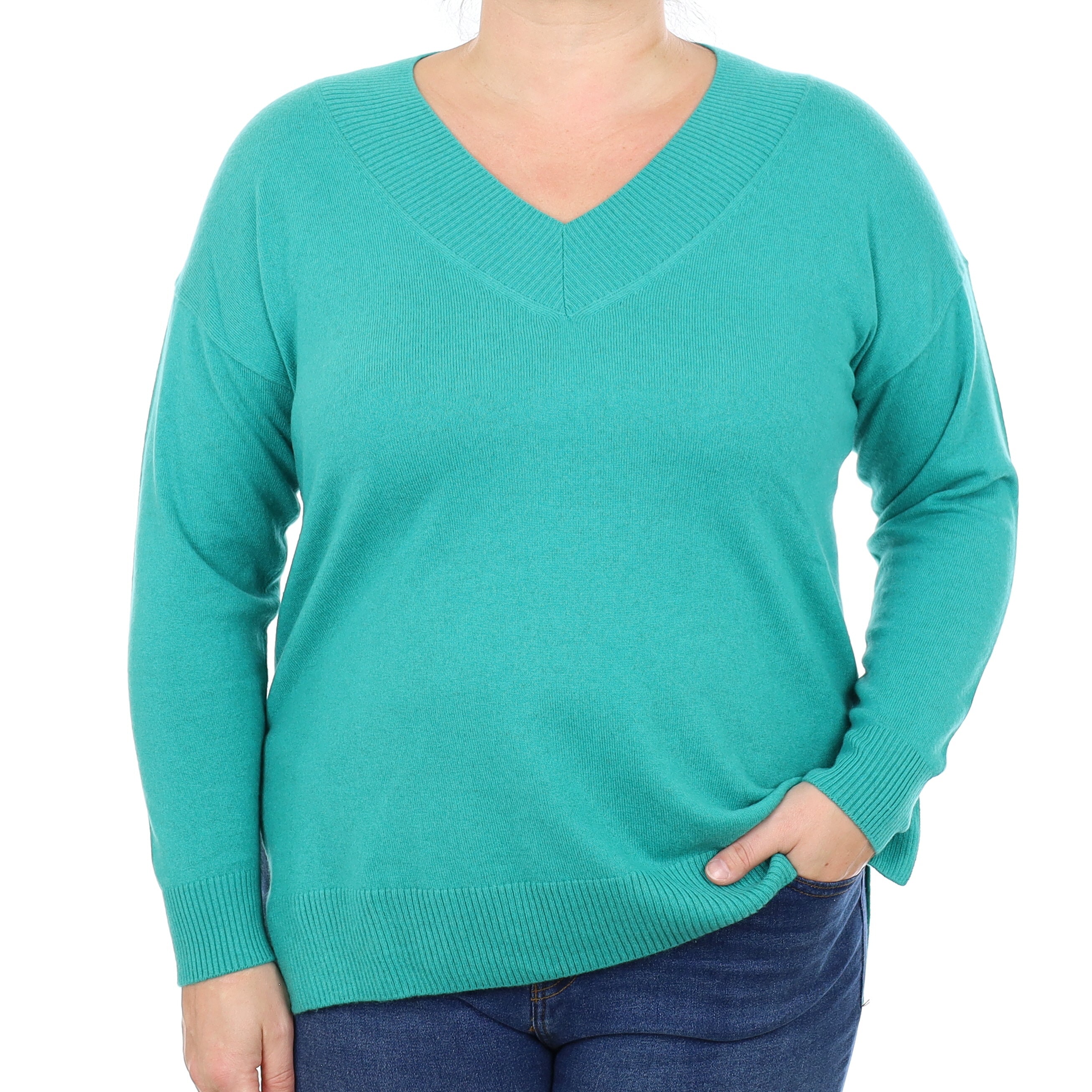 Italian Falconeri Tropic Green Cashmere V Neck Jumper Large