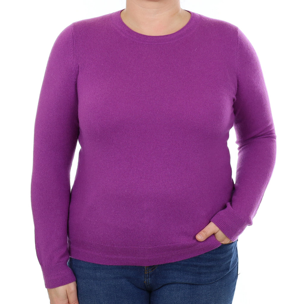 Violet Purple Cashmere Crew Neck Jumper Large