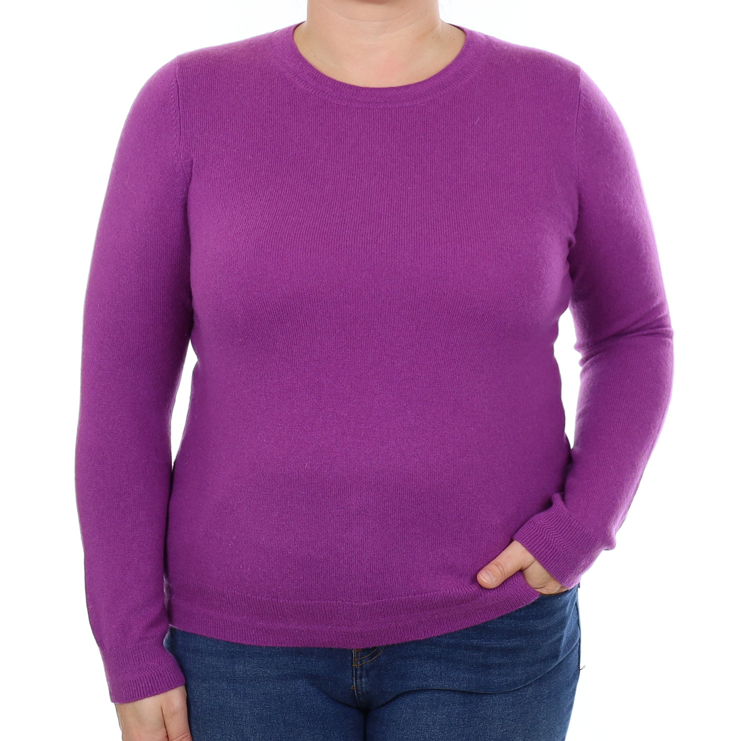 Violet Purple Cashmere Crew Neck Jumper Large