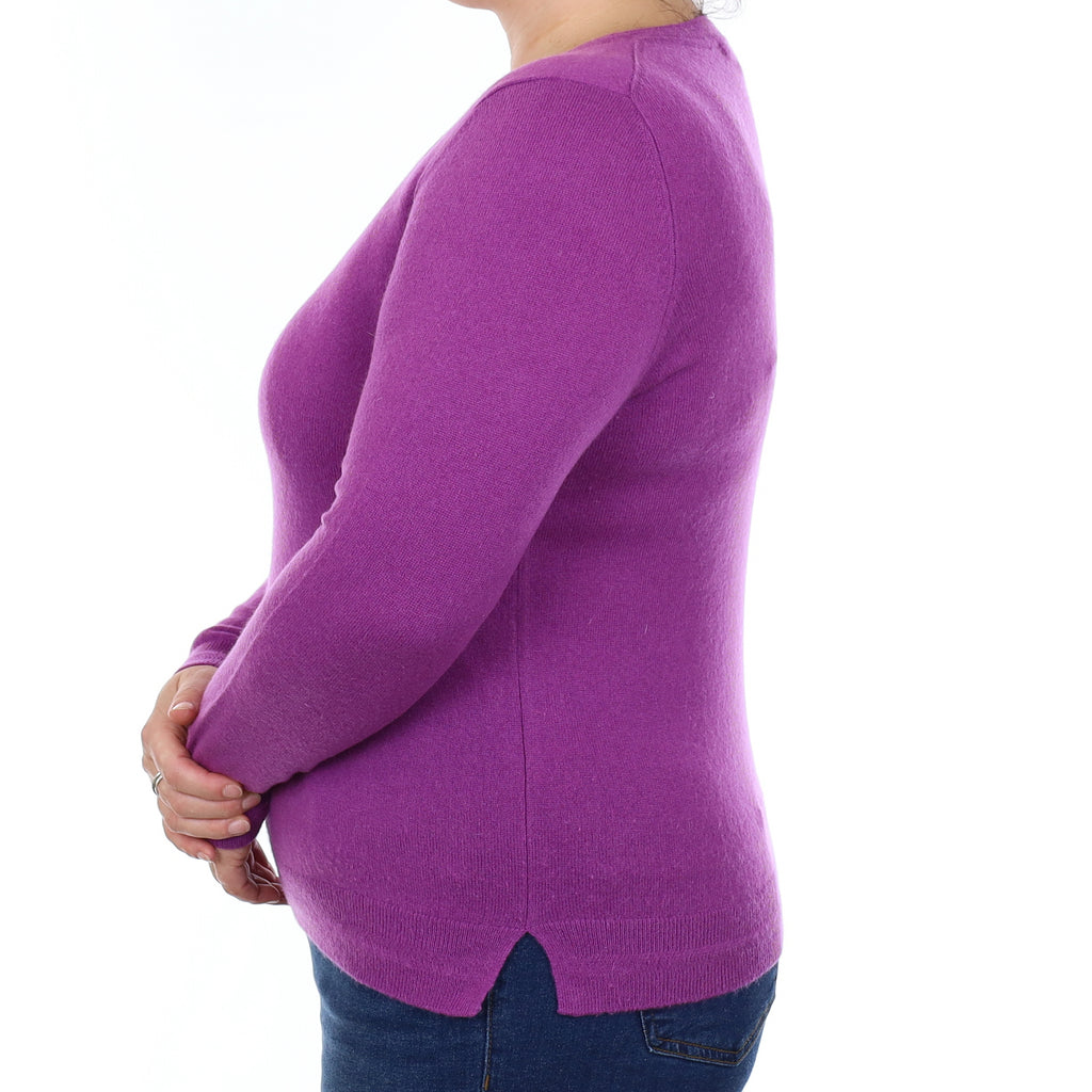 Violet Purple Cashmere Crew Neck Jumper Large