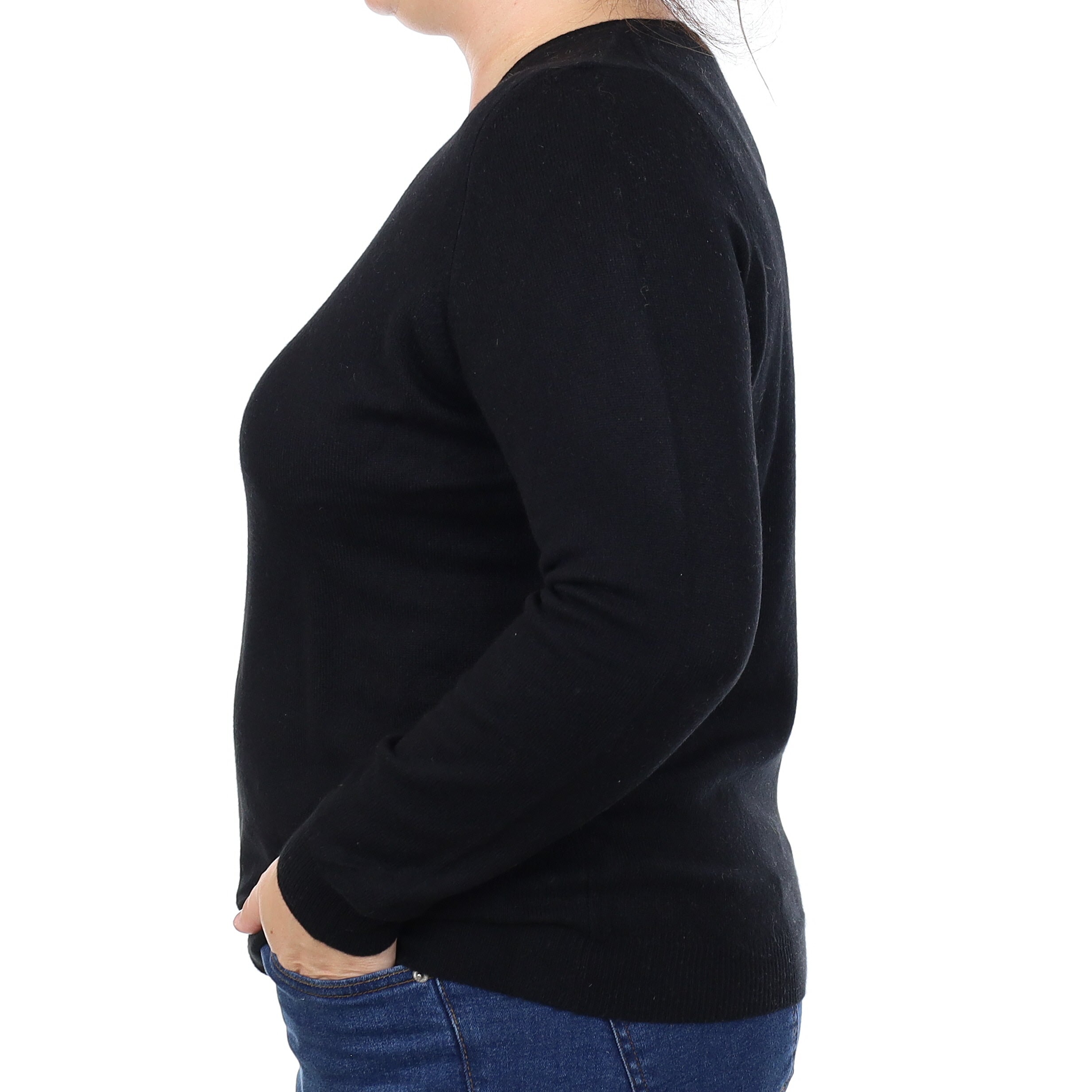 Black Cashmere Crew Neck Jumper Large