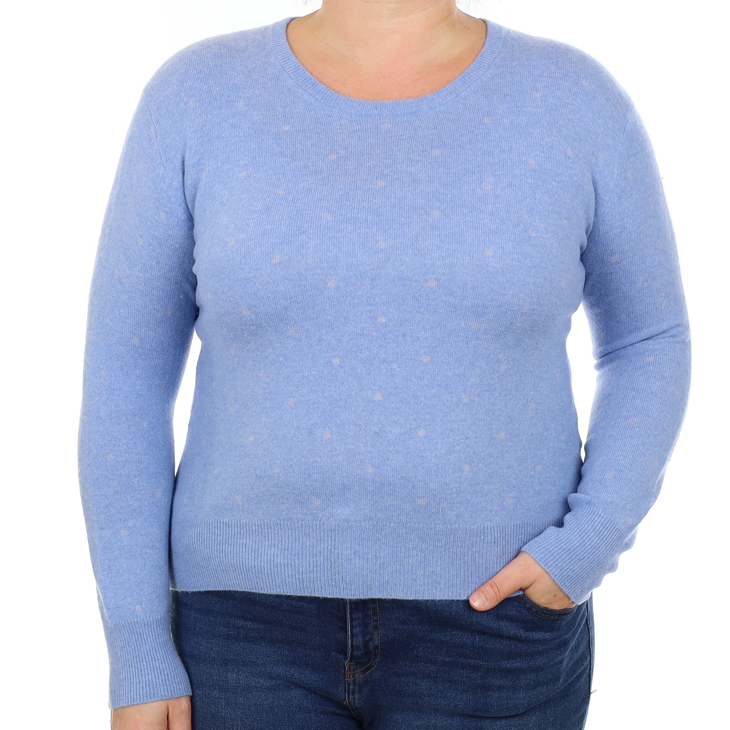 Scottish House of Bruar Blue Dotty Cashmere Crew Neck Jumper Large