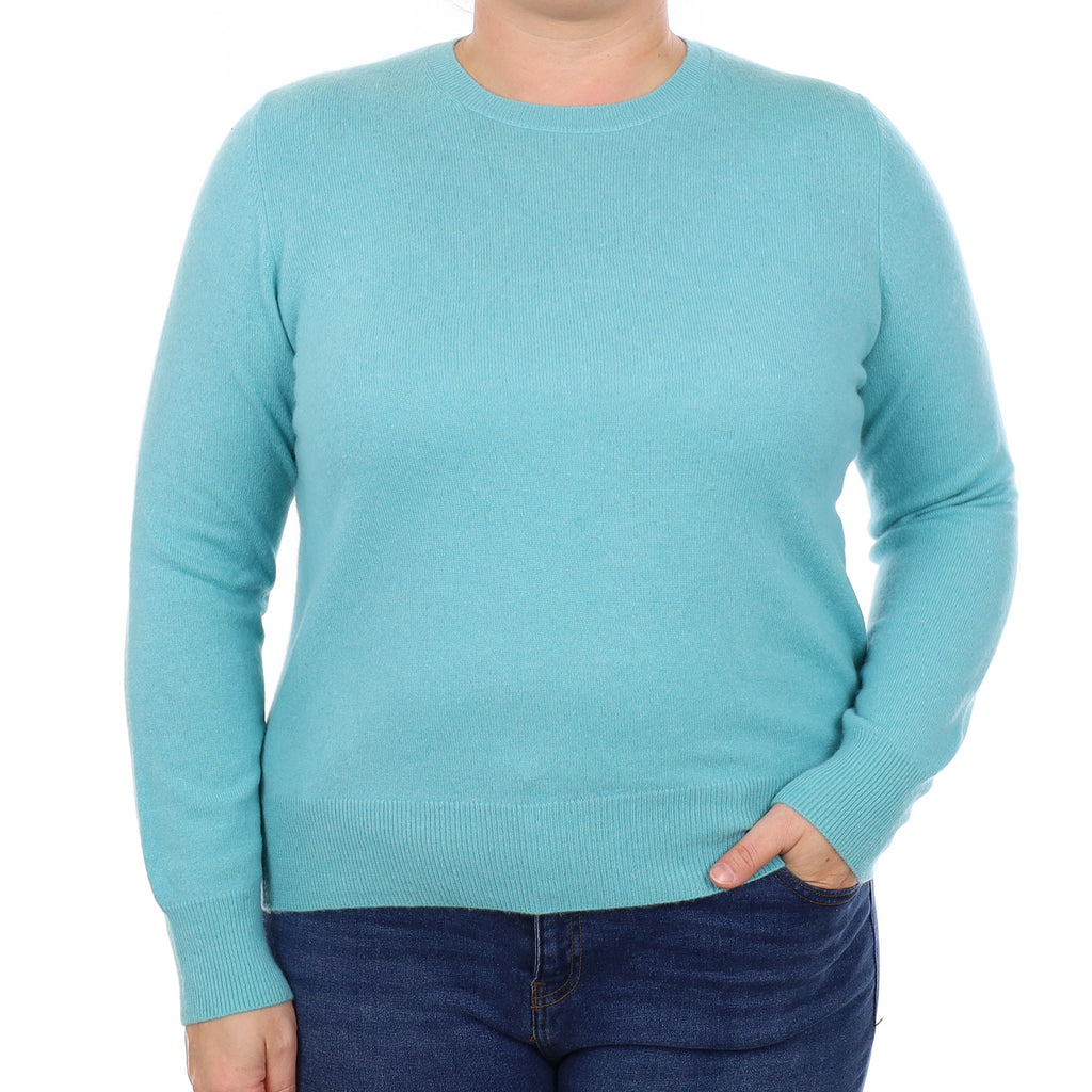 Aqua Blue Cashmere Crew Neck Jumper Large