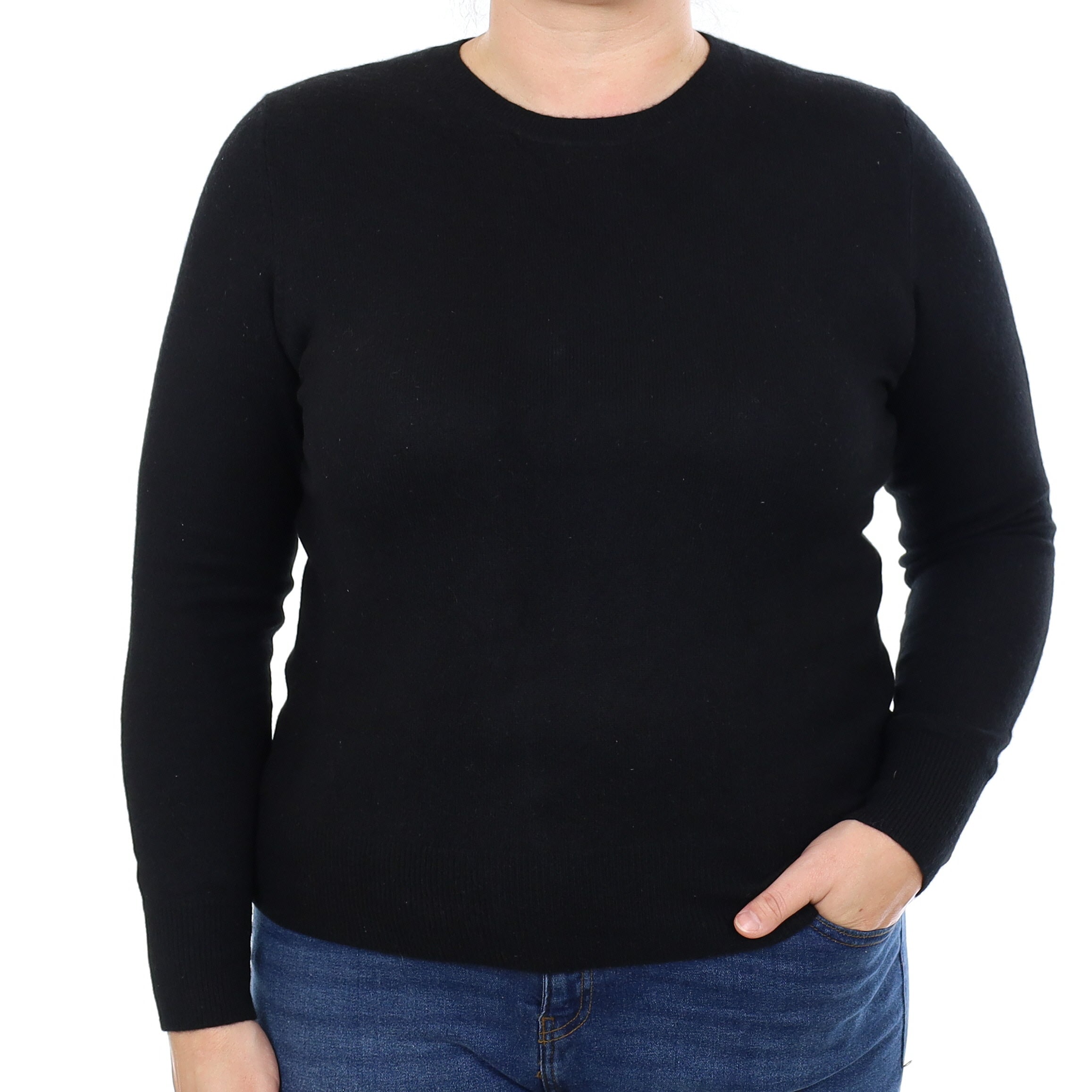 Black Cashmere Crew Neck Jumper Large
