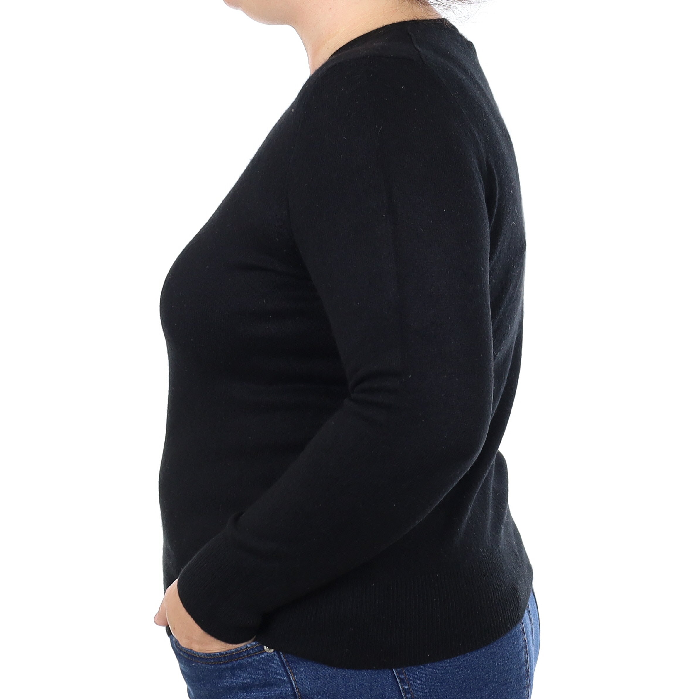 Black Cashmere Crew Neck Jumper Large