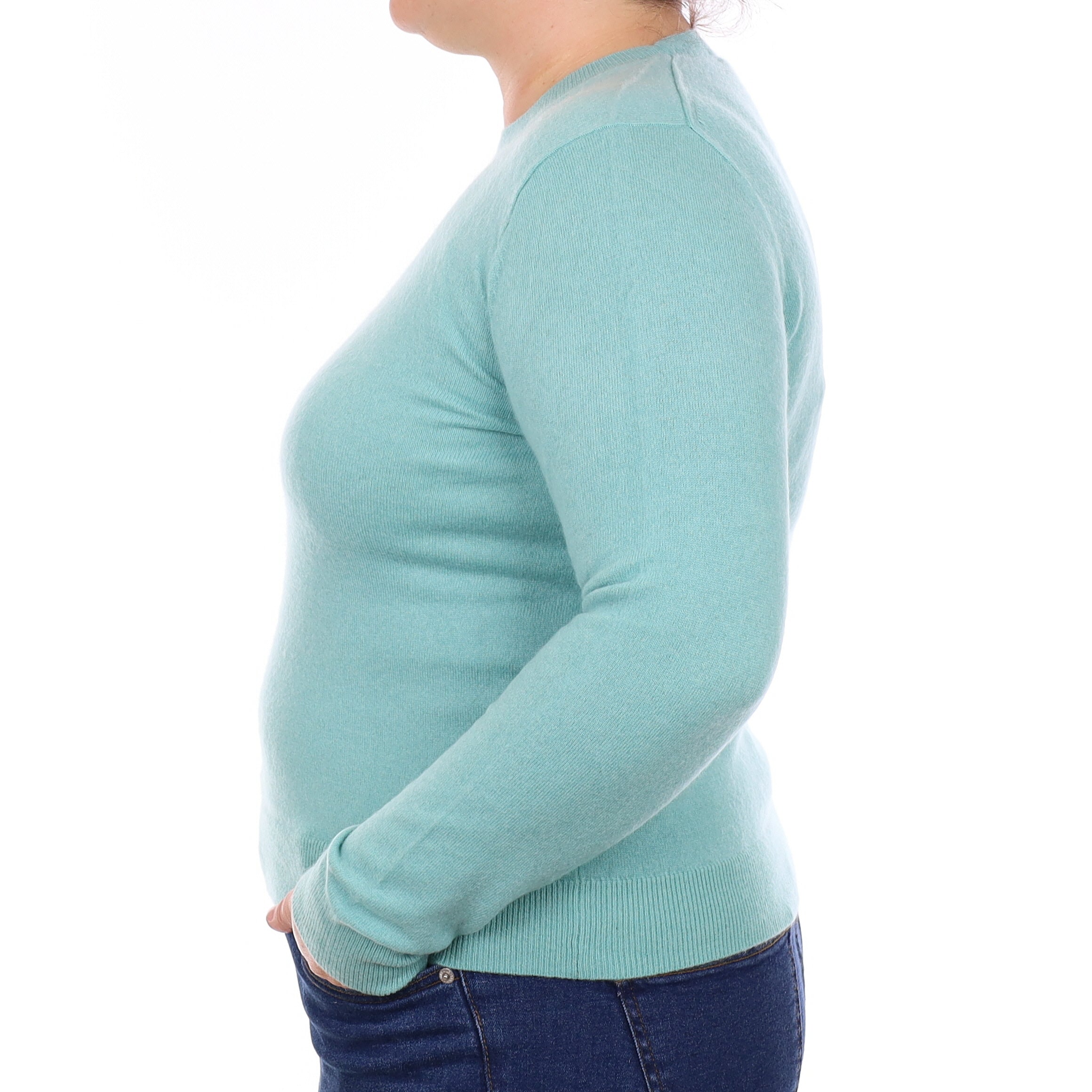 Mint Green Cashmere Crew Neck Jumper Large