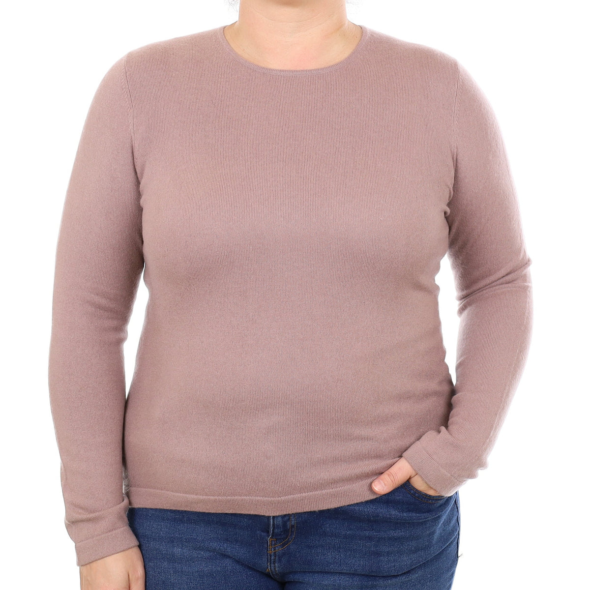 Antique Mauve Cashmere Crew Neck Jumper Large