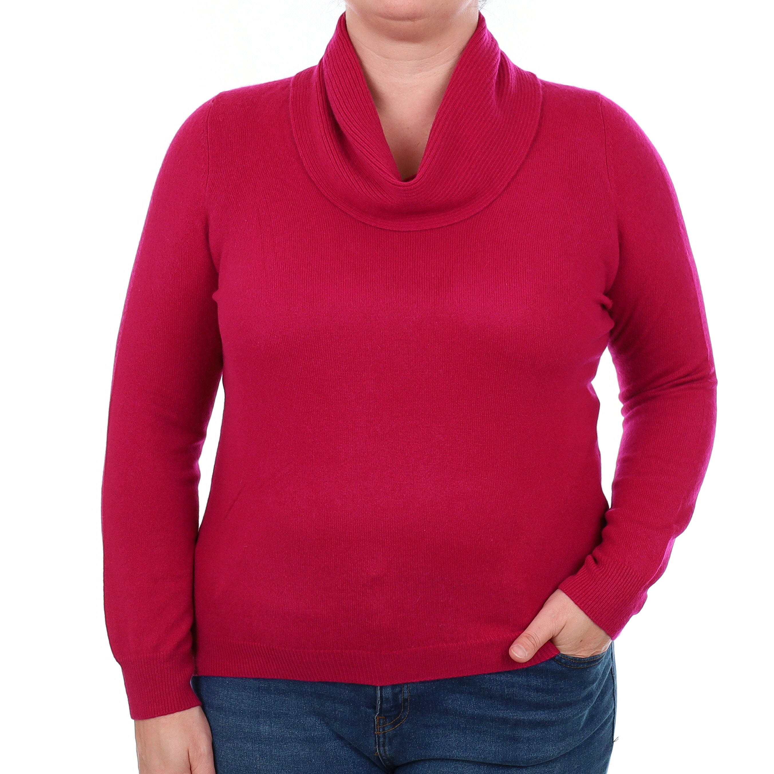Cherry Pink Cashmere Cowl Neck Jumper Large