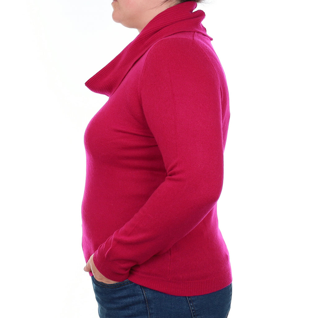 Cherry Pink Cashmere Cowl Neck Jumper Large