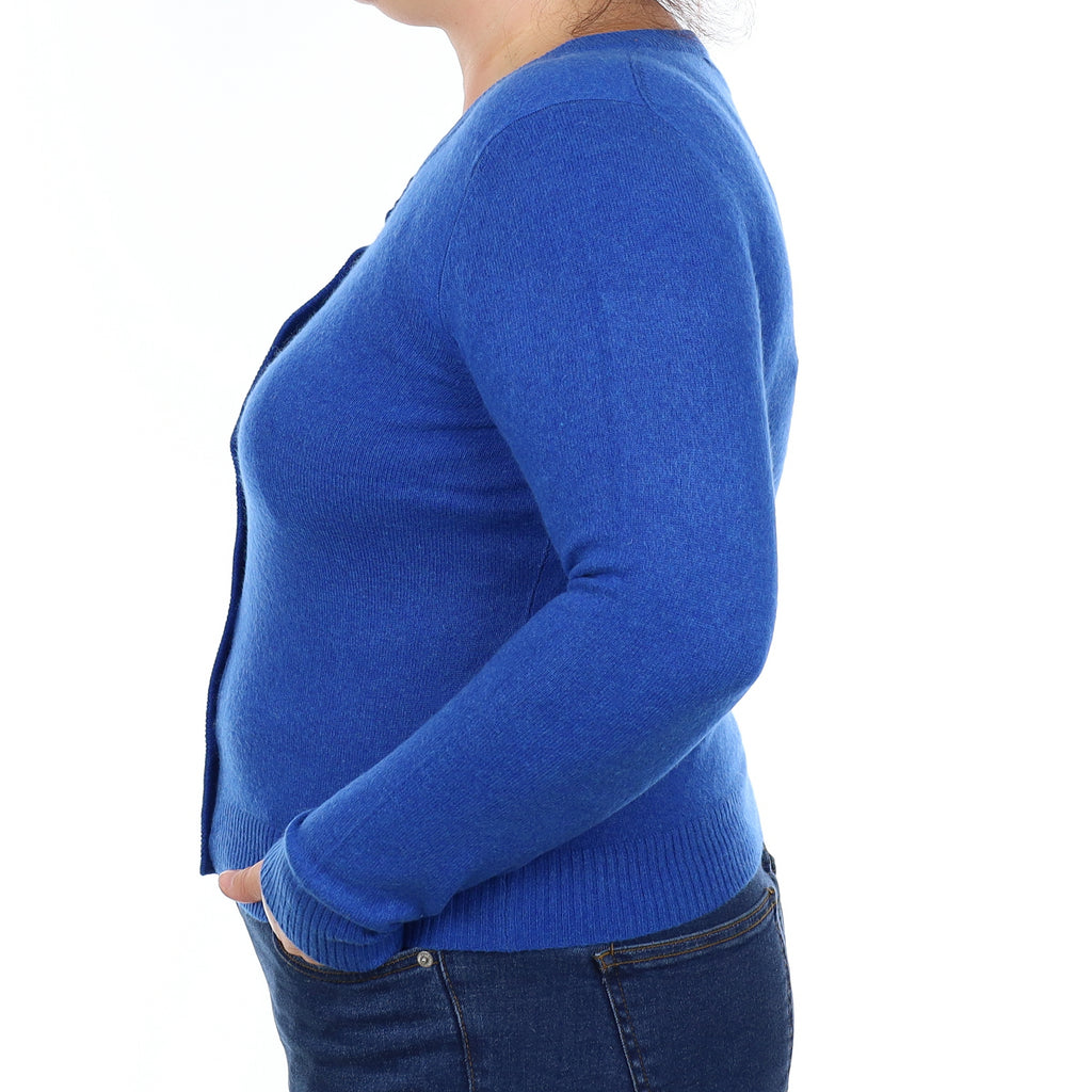 Cobalt Blue Cashmere Crew Neck Cardigan Large