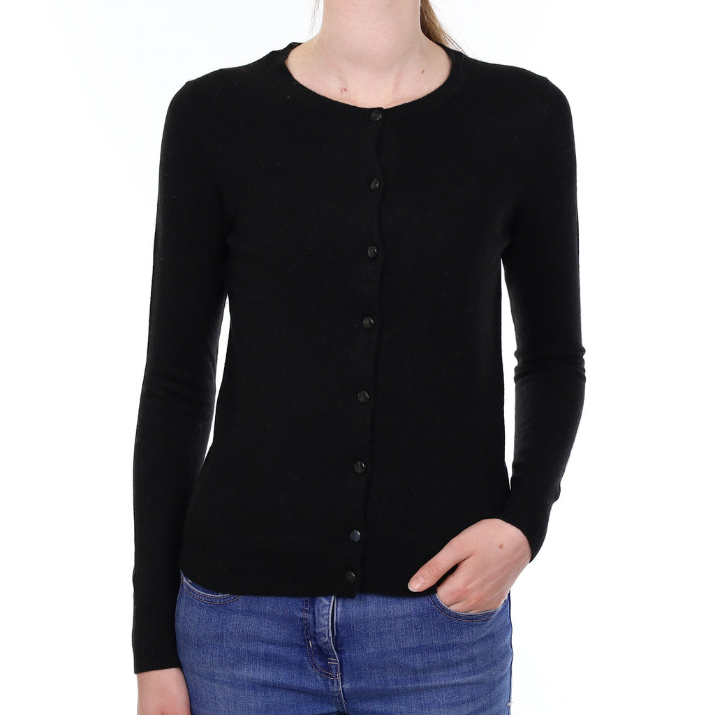 Black Cashmere Crew Neck Cardigan Extra Small