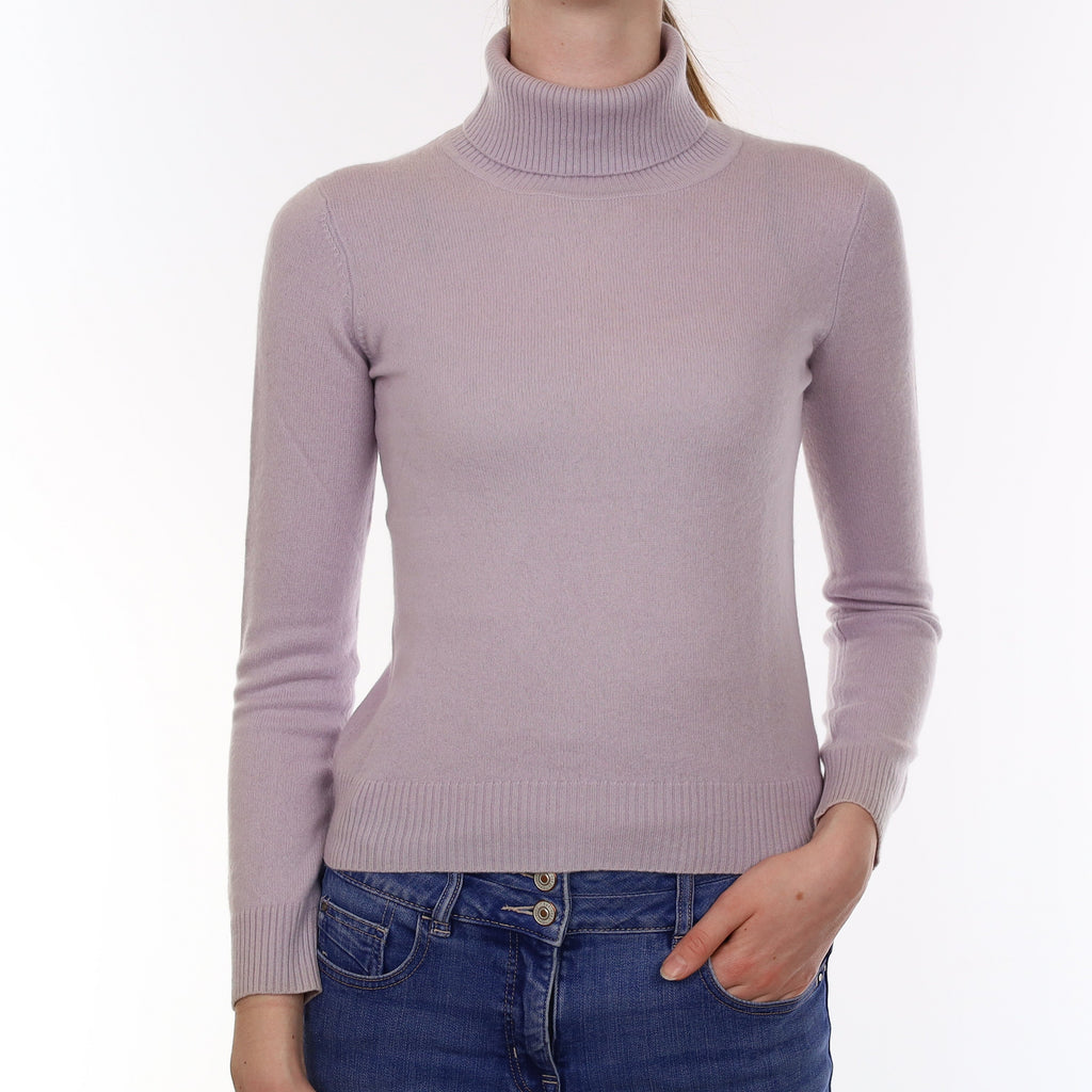 Ice Purple Cashmere Polo Neck Jumper Extra Small