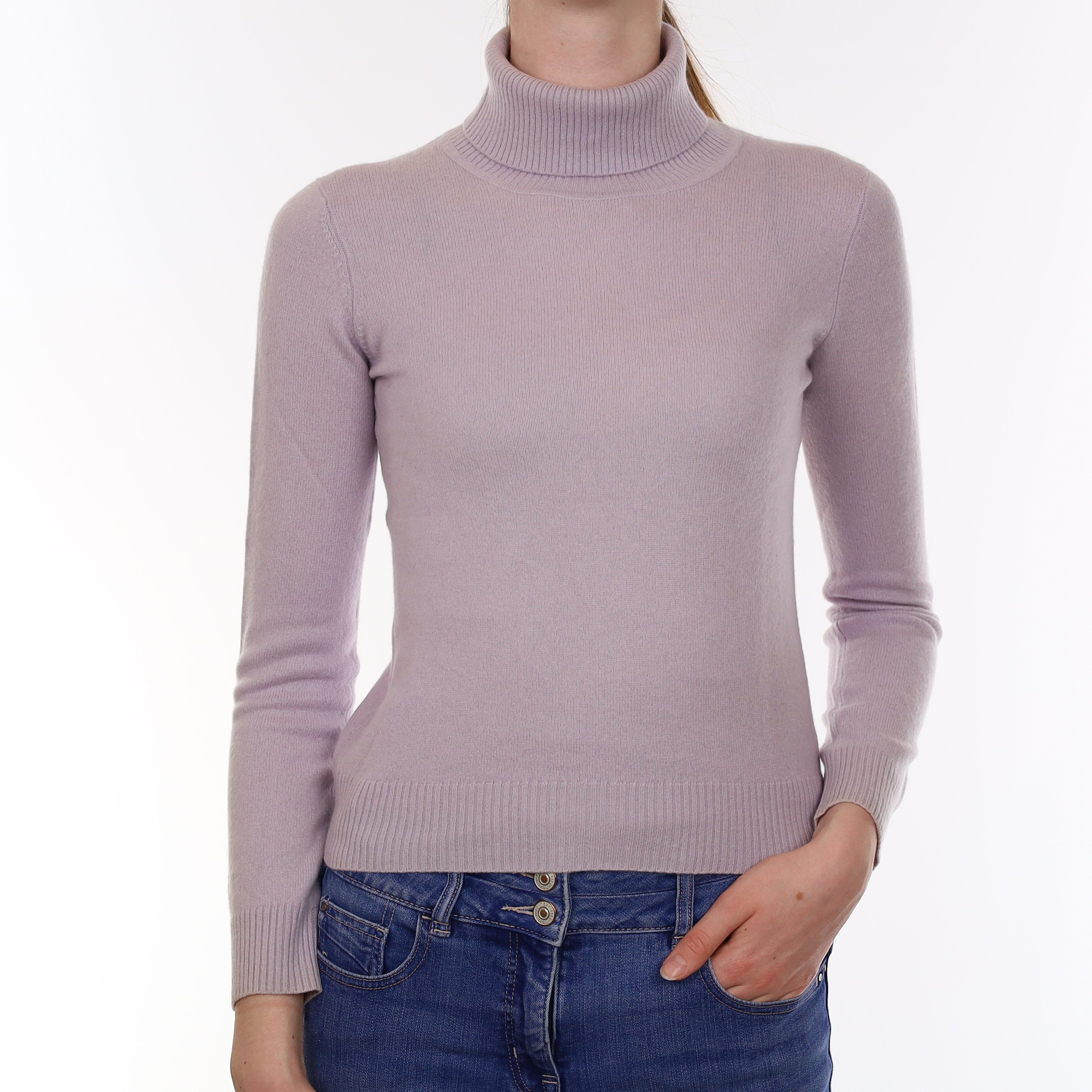 Ice Purple Cashmere Polo Neck Jumper Extra Small