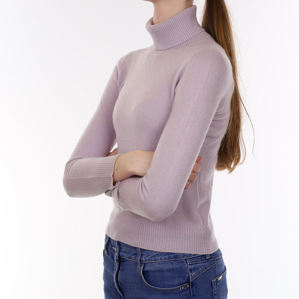 Ice Purple Cashmere Polo Neck Jumper Extra Small