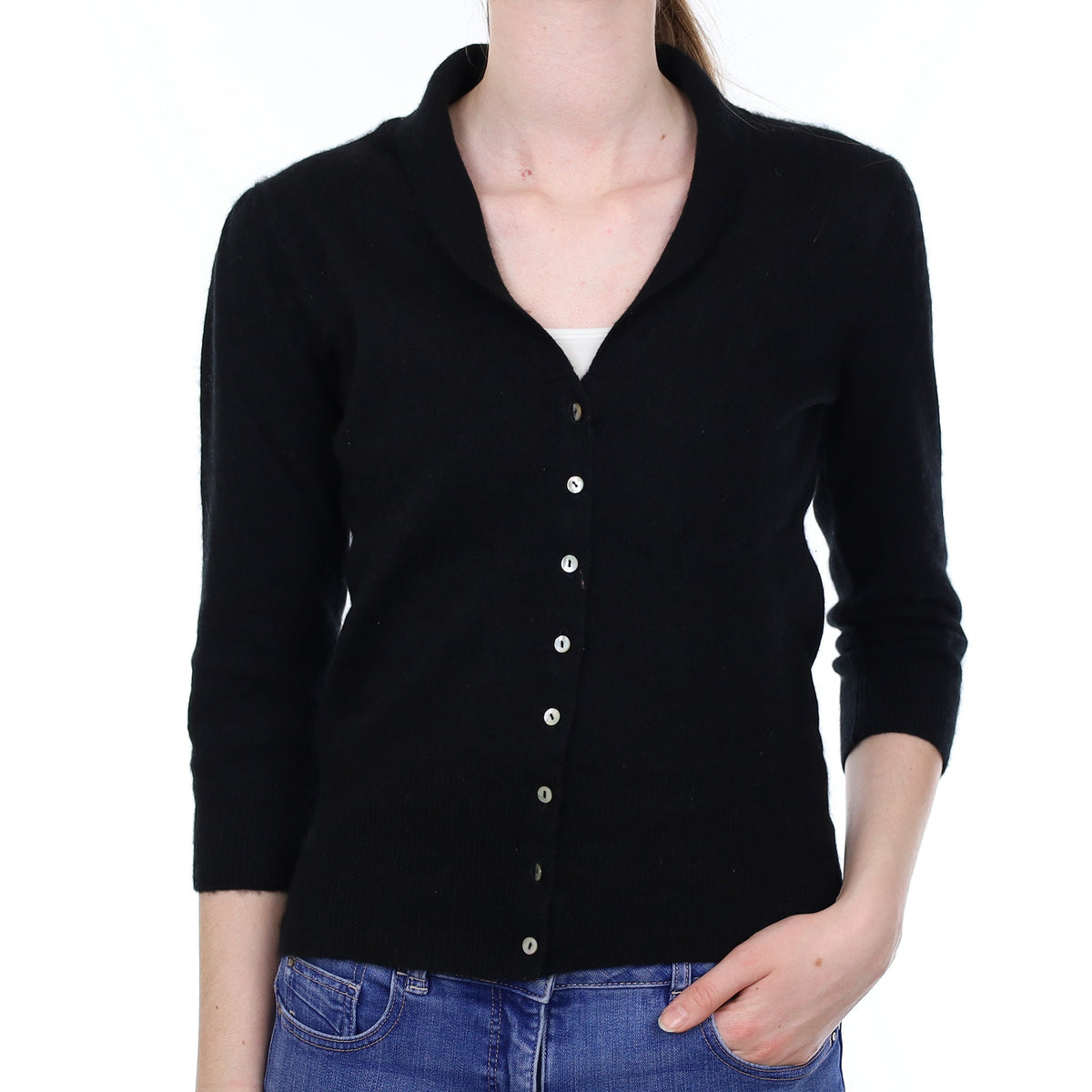 Black Cashmere Shawl Collar Cardigan Extra Small