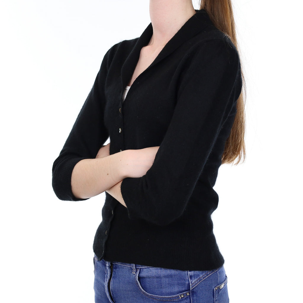 Black Cashmere Shawl Collar Cardigan Extra Small