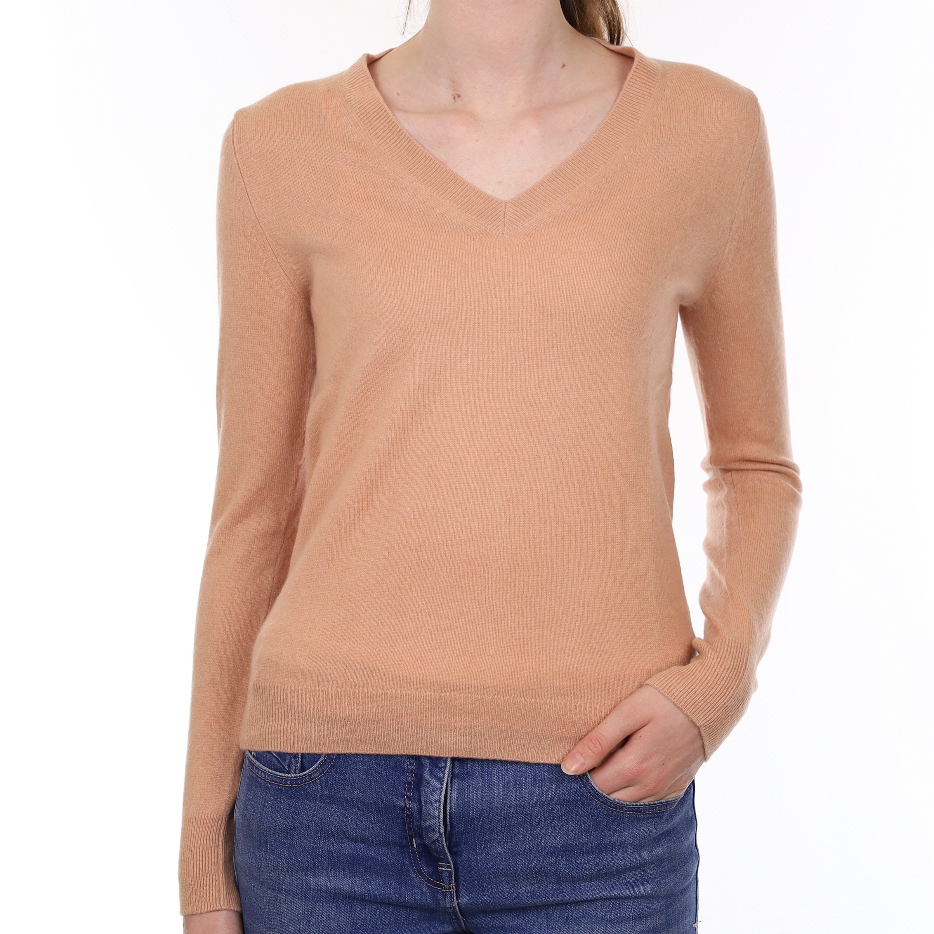Nude Pink Cashmere V Neck Jumper Extra Small