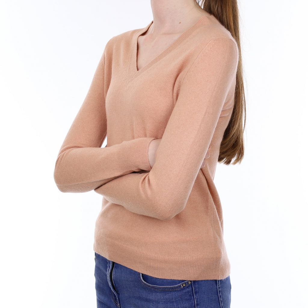 Nude Pink Cashmere V Neck Jumper Extra Small