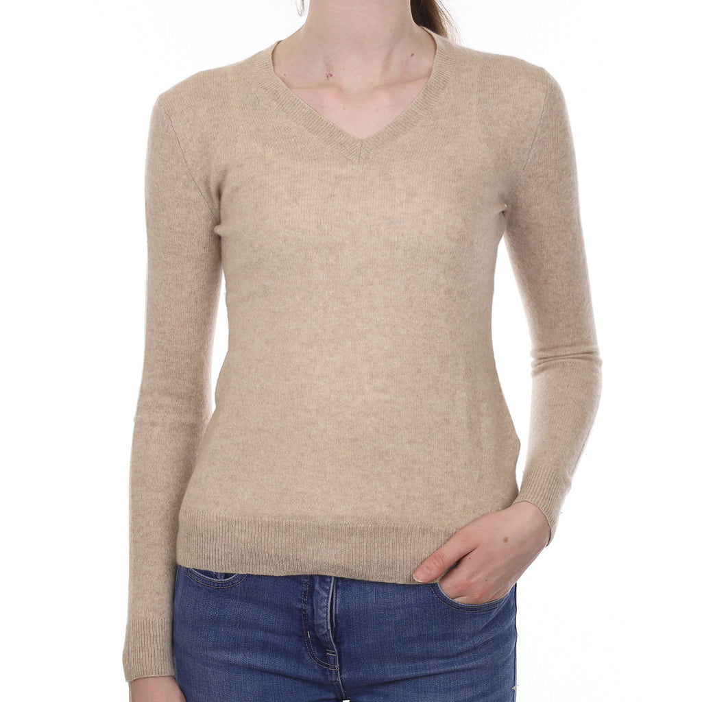 Fawn Cashmere V Neck Jumper Extra Small