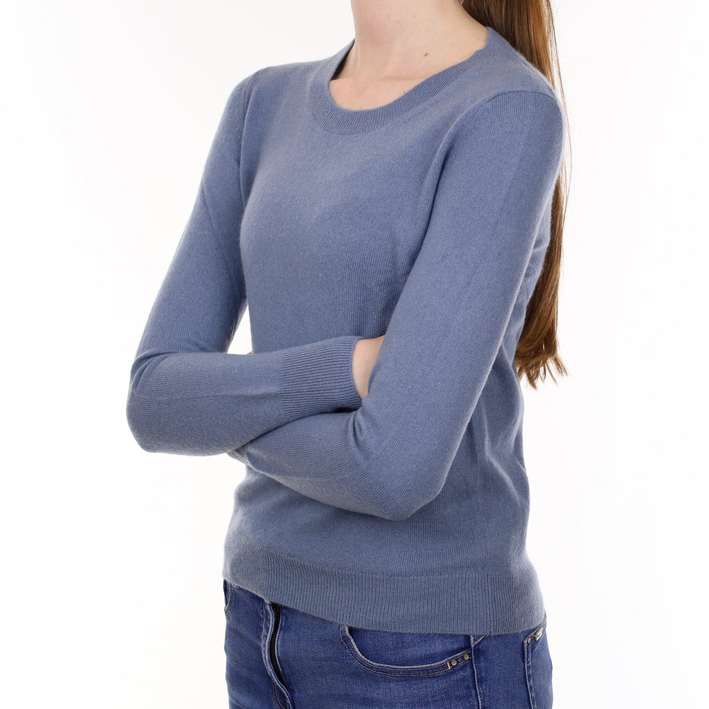 Hazy Blue Cashmere Crew Neck Jumper Extra Small