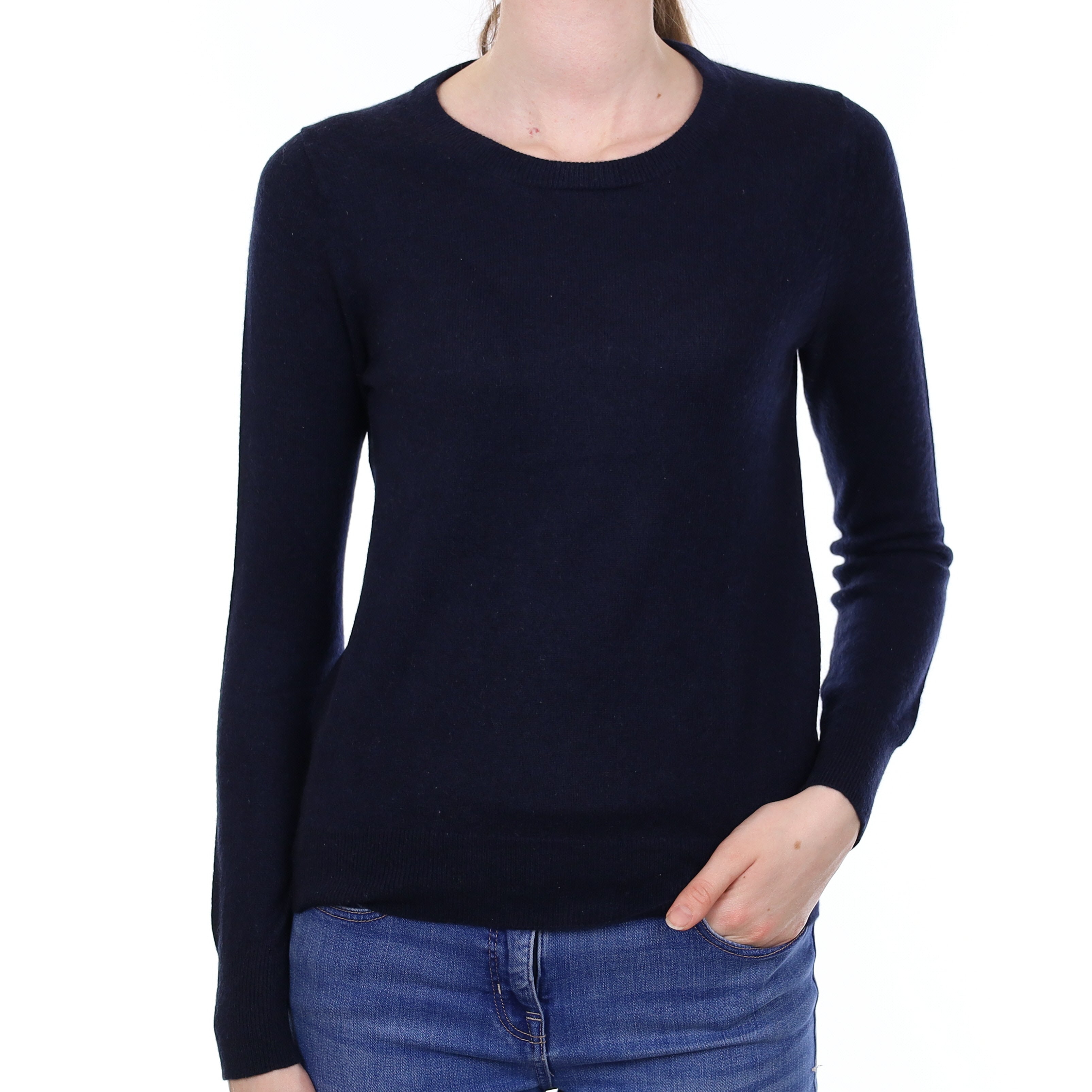 Navy Blue Cashmere Crew Neck Jumper Extra Small