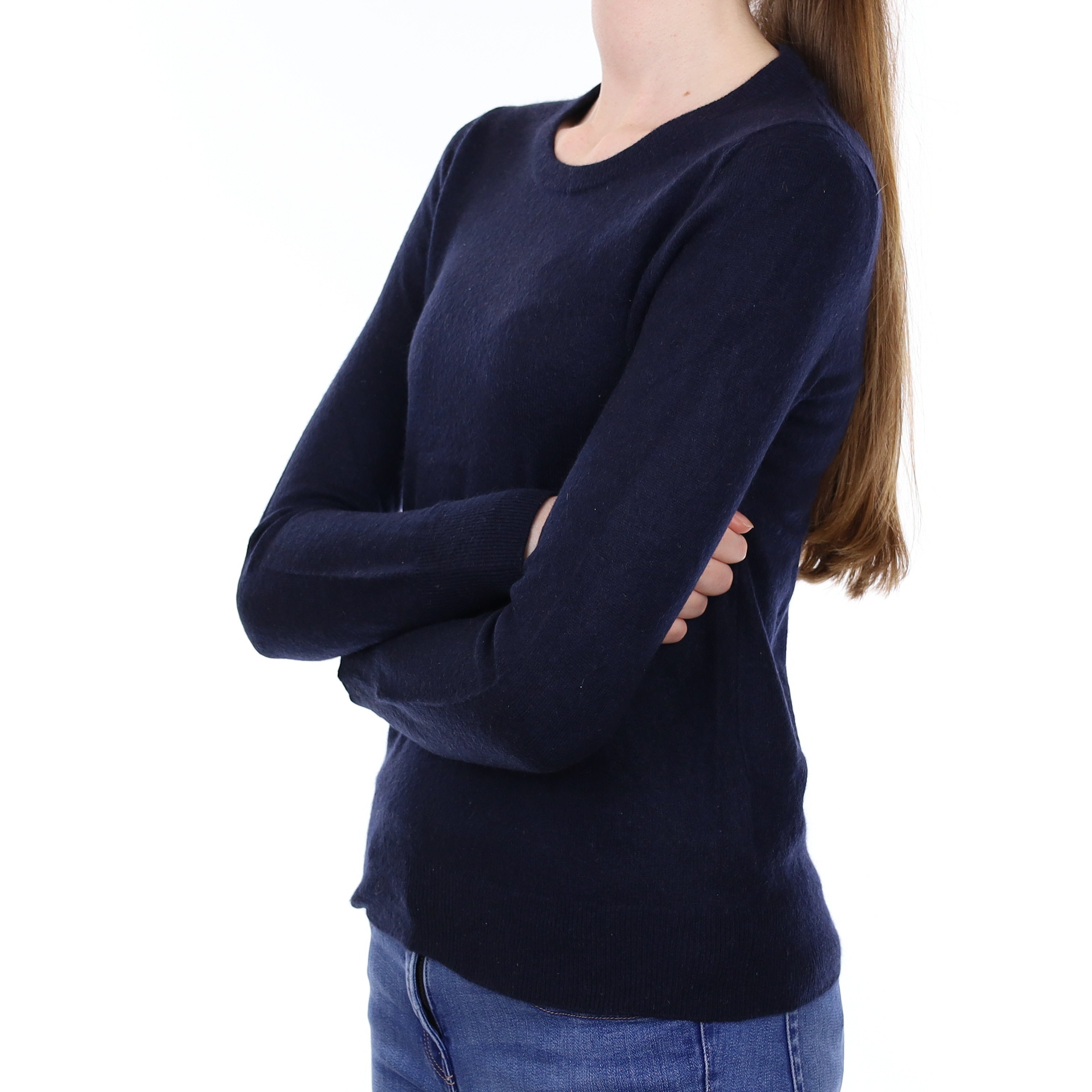 Navy Blue Cashmere Crew Neck Jumper Extra Small