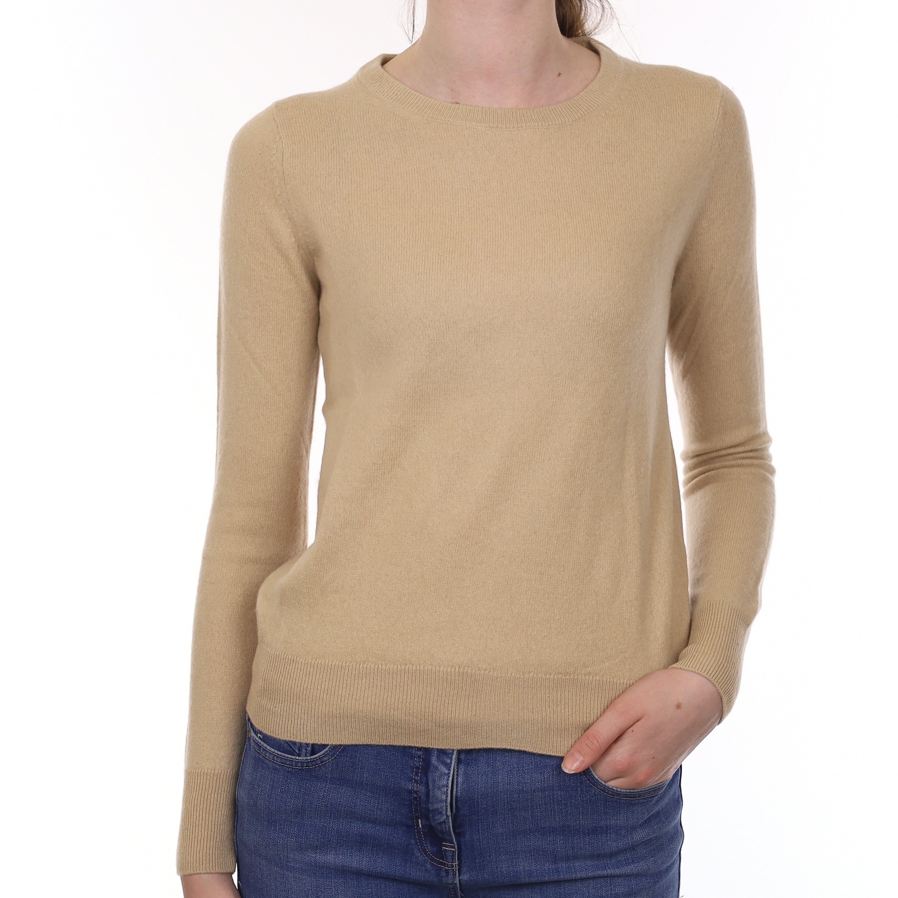 Fawn Cashmere Crew Neck Jumper Extra Small