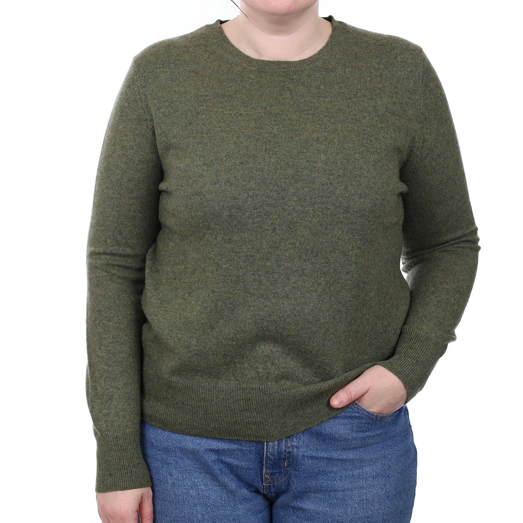 Country Green Cashmere Crew Neck Jumper Large